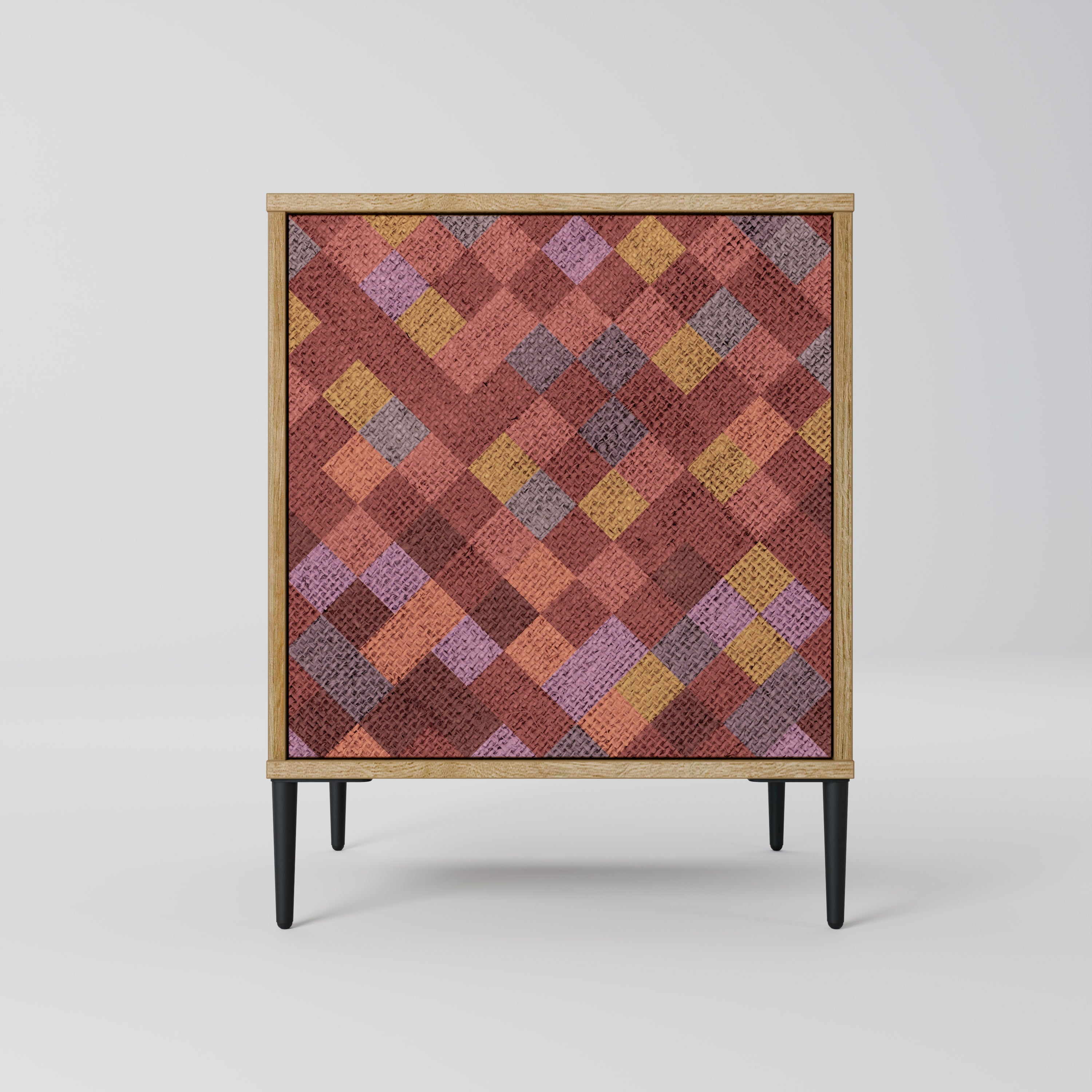 PAINTED SQUARES Aparador de 1 Porta em Efeito Carvalho