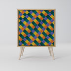 PAINTED SQUARES MIX Aparador de 1 Porta em Efeito Carvalho