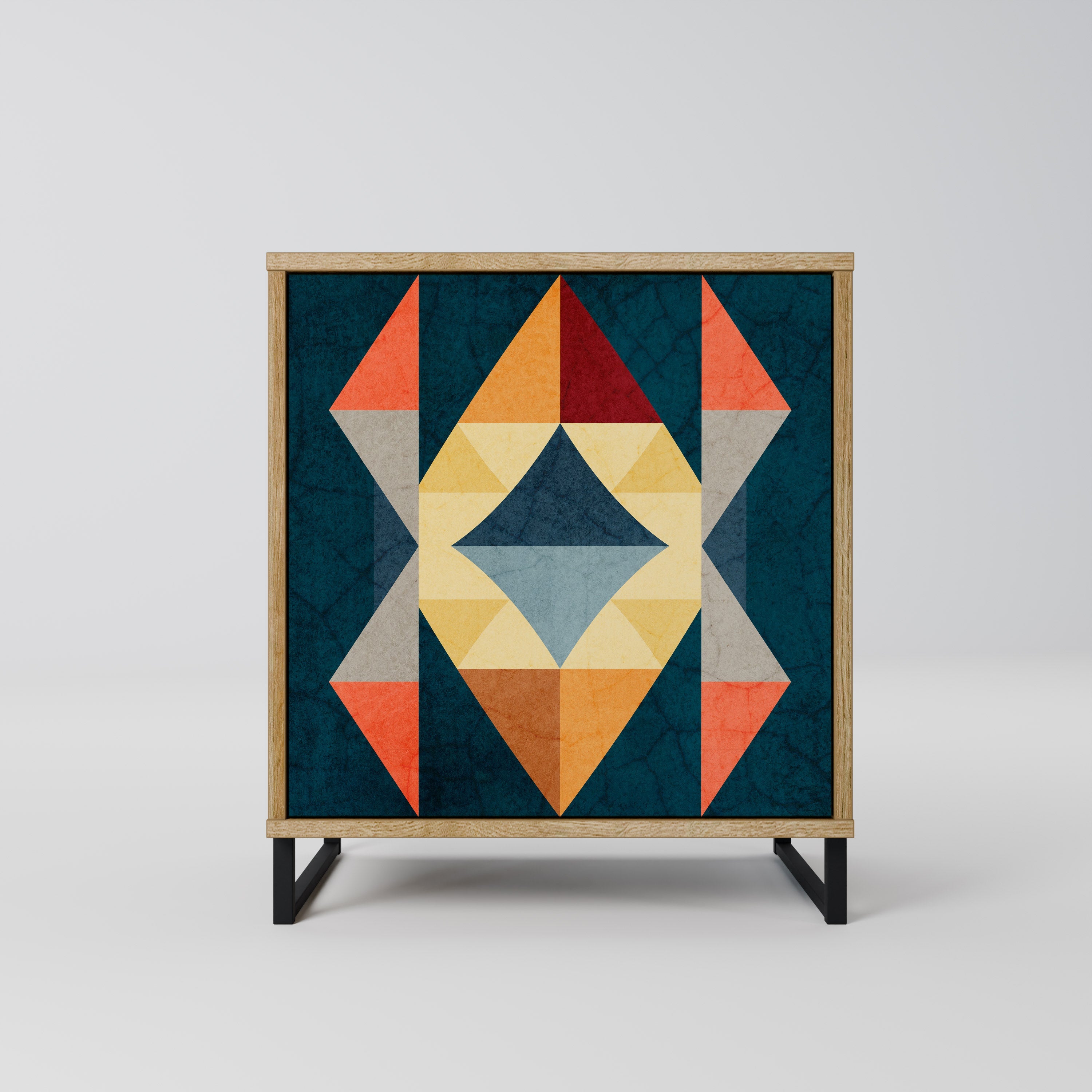 CRACKED ILLUSION Aparador de 1 Porta em Efeito Carvalho