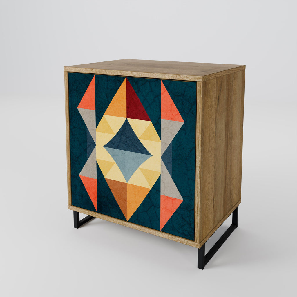 CRACKED ILLUSION Aparador de 1 Porta em Efeito Carvalho