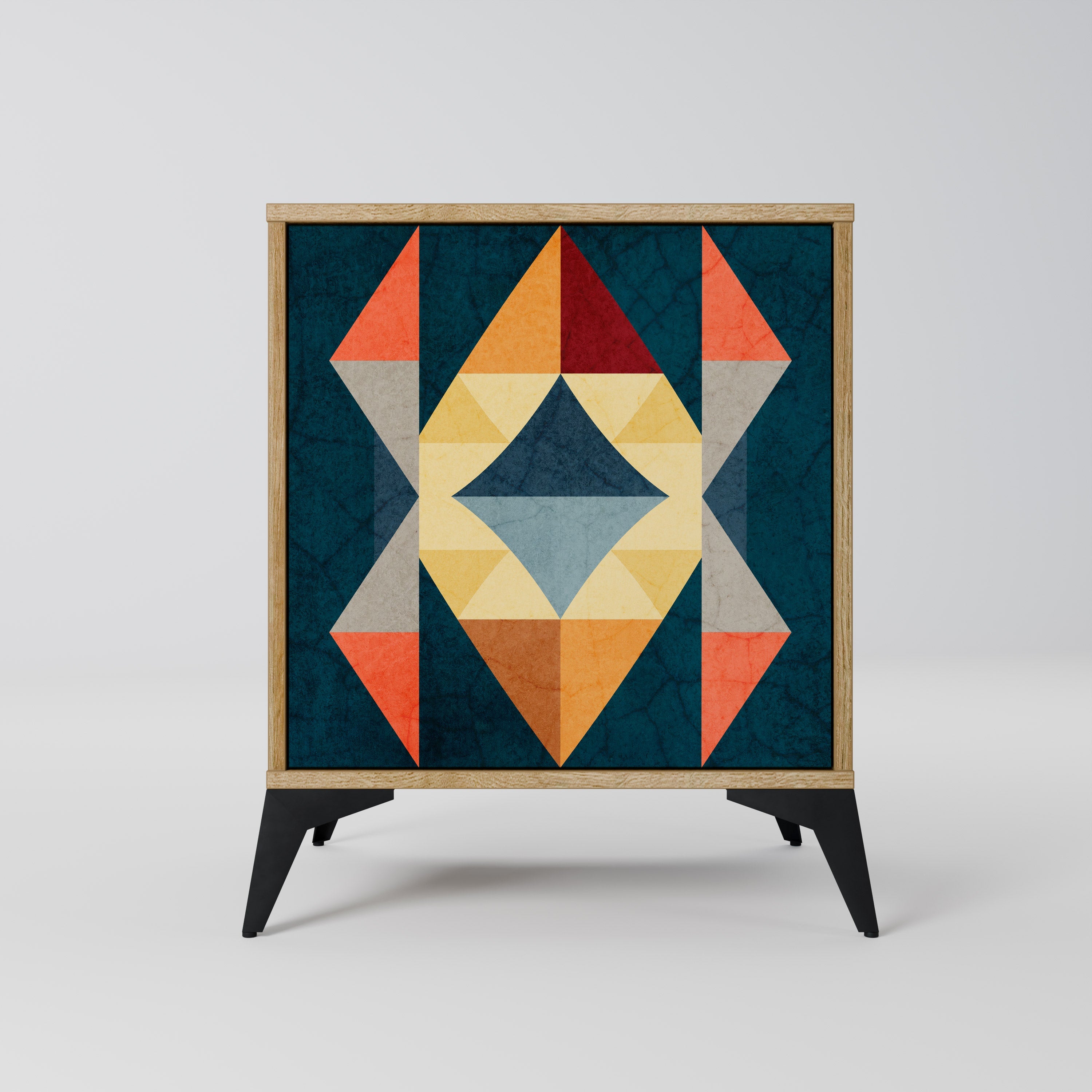 CRACKED ILLUSION Aparador de 1 Porta em Efeito Carvalho