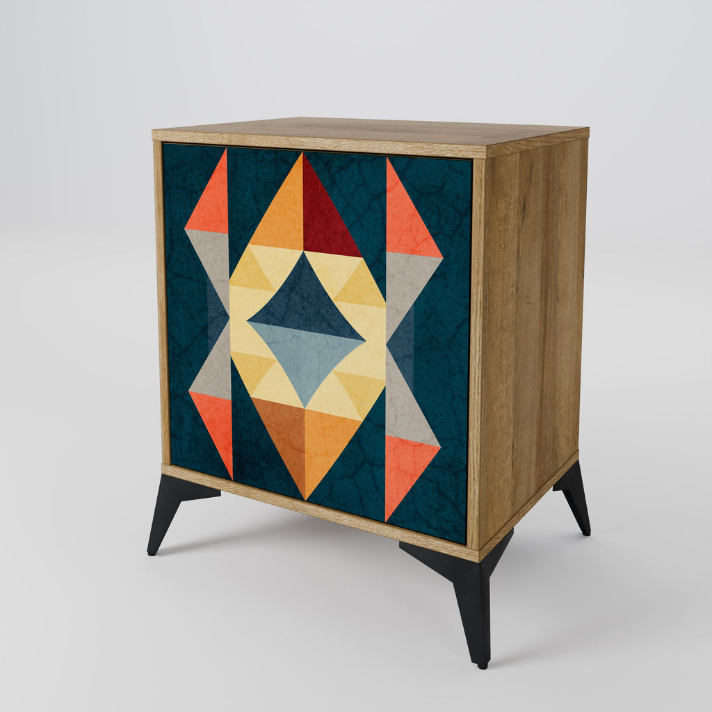 CRACKED ILLUSION Aparador de 1 Porta em Efeito Carvalho