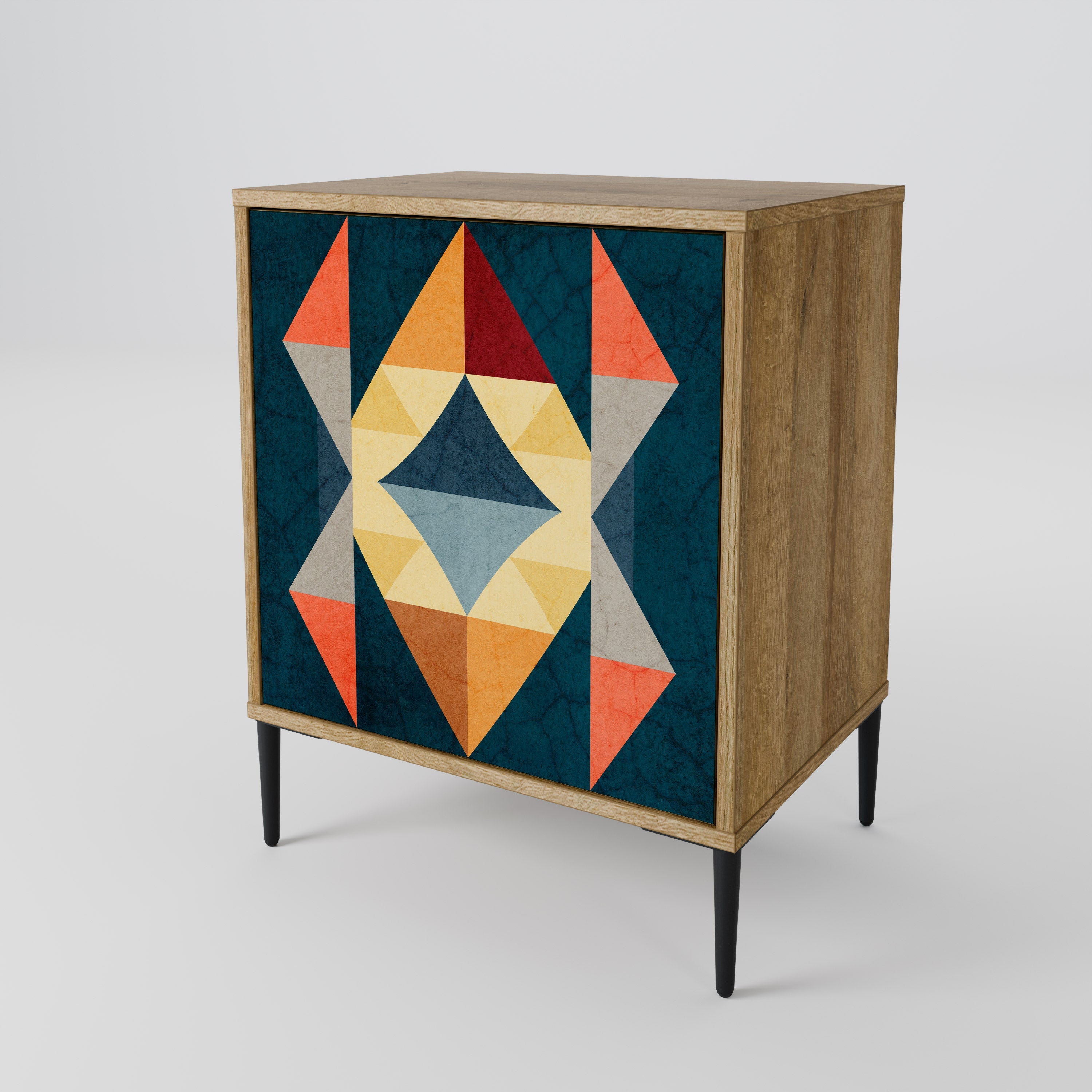 CRACKED ILLUSION Aparador de 1 Porta em Efeito Carvalho