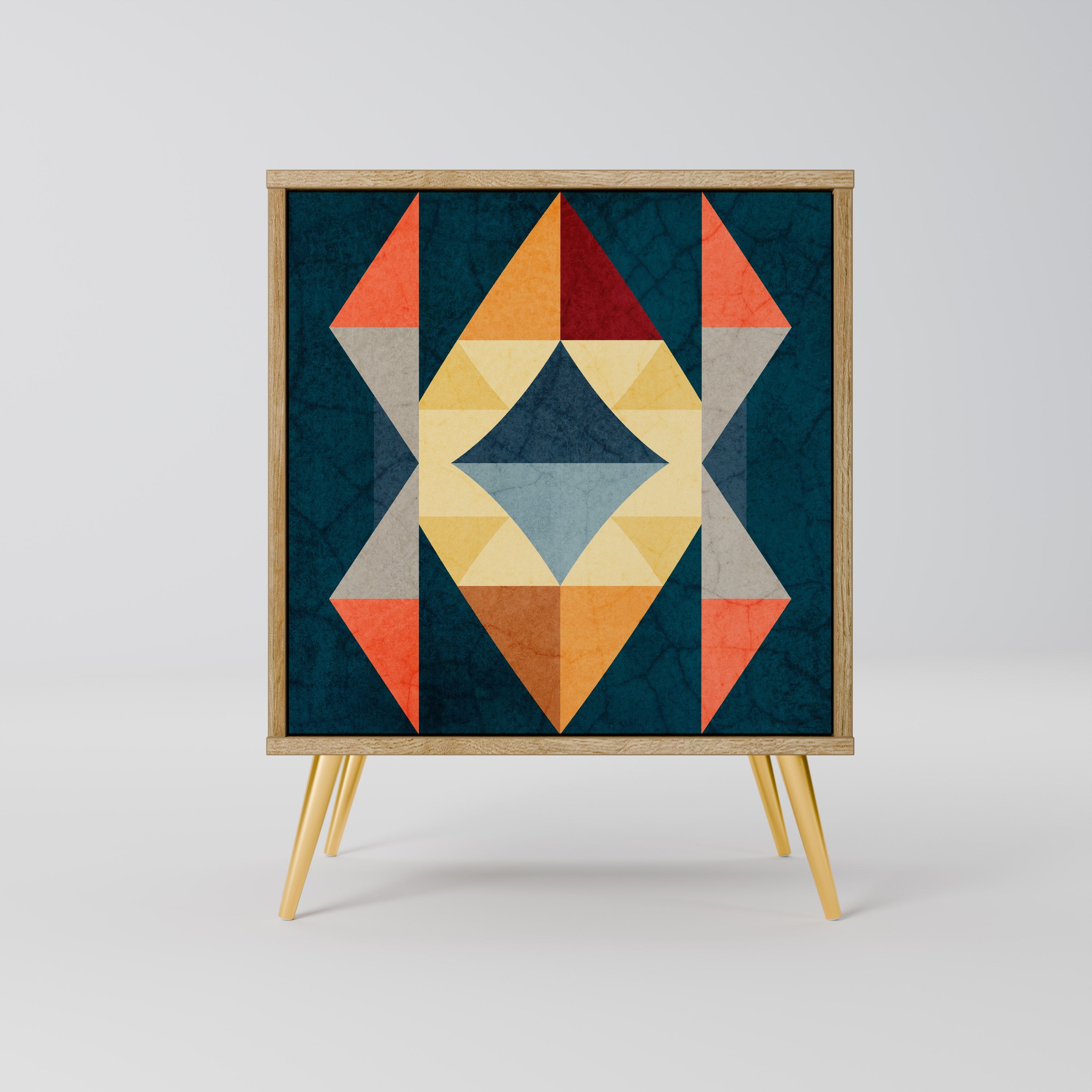 CRACKED ILLUSION Aparador de 1 Porta em Efeito Carvalho