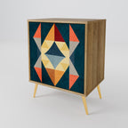 CRACKED ILLUSION Aparador de 1 Porta em Efeito Carvalho