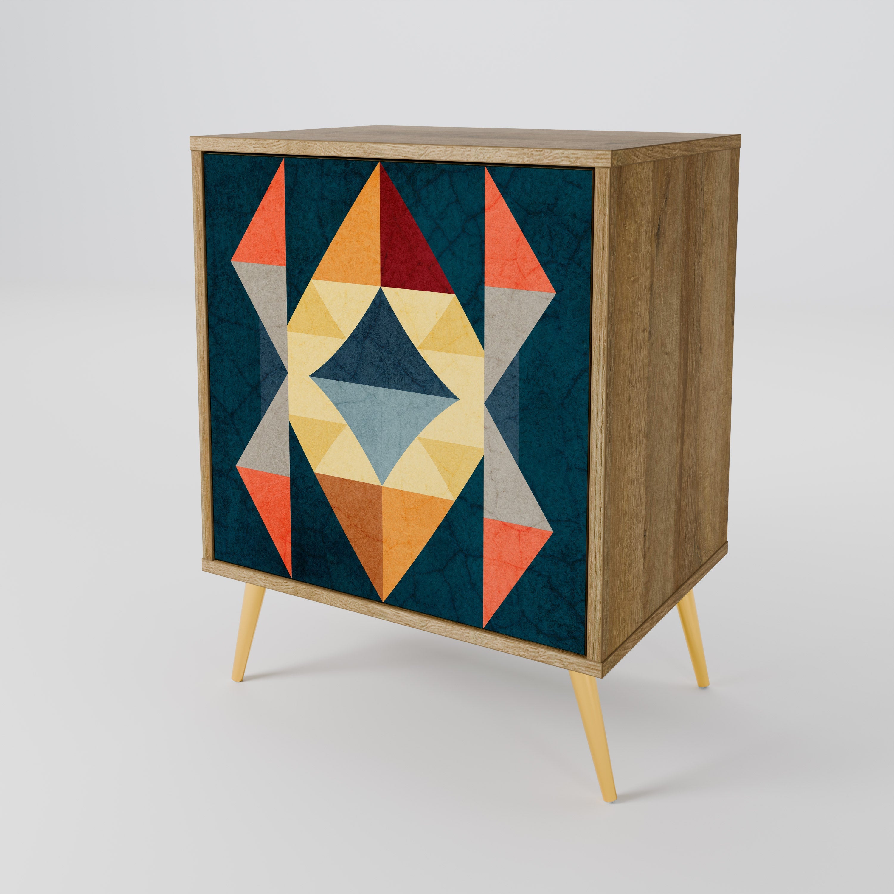 CRACKED ILLUSION Aparador de 1 Porta em Efeito Carvalho