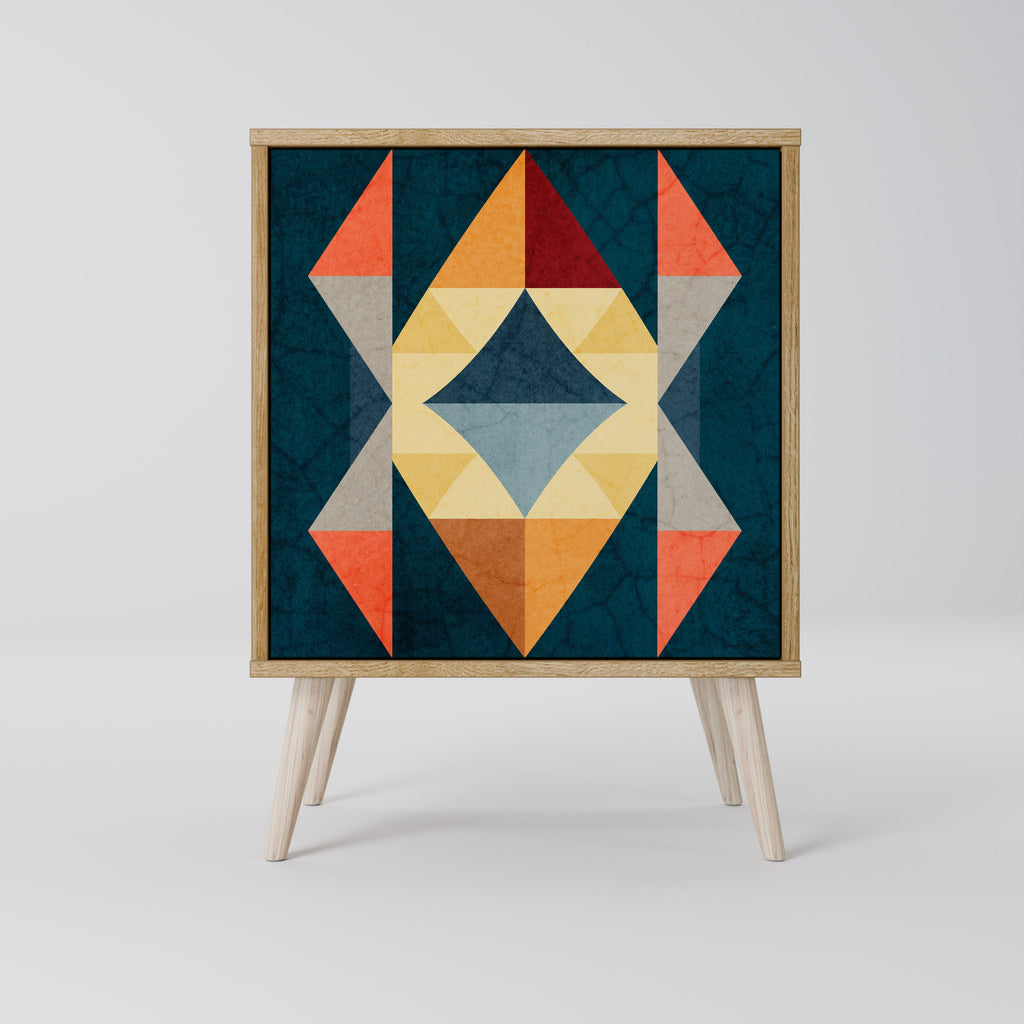 CRACKED ILLUSION Aparador de 1 Porta em Efeito Carvalho