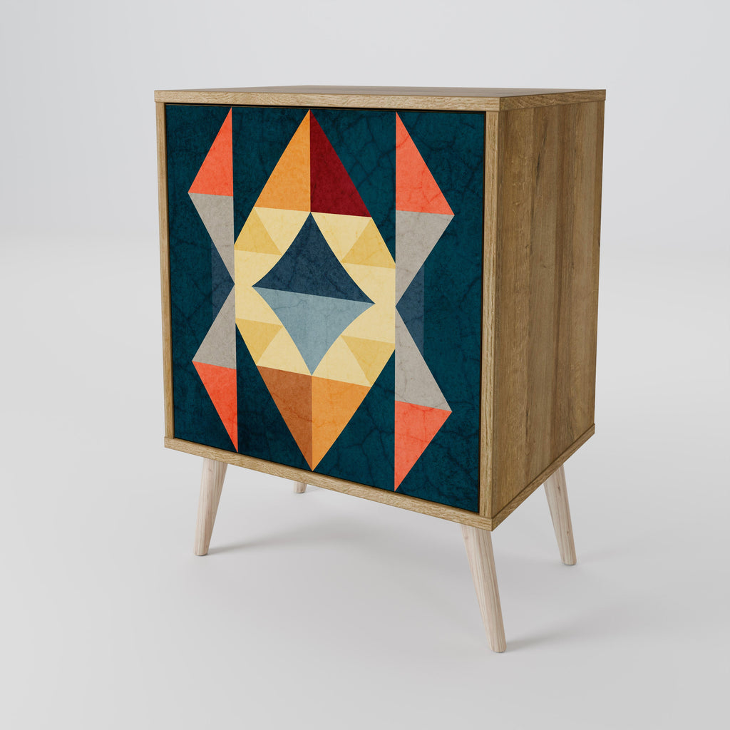 CRACKED ILLUSION Aparador de 1 Porta em Efeito Carvalho