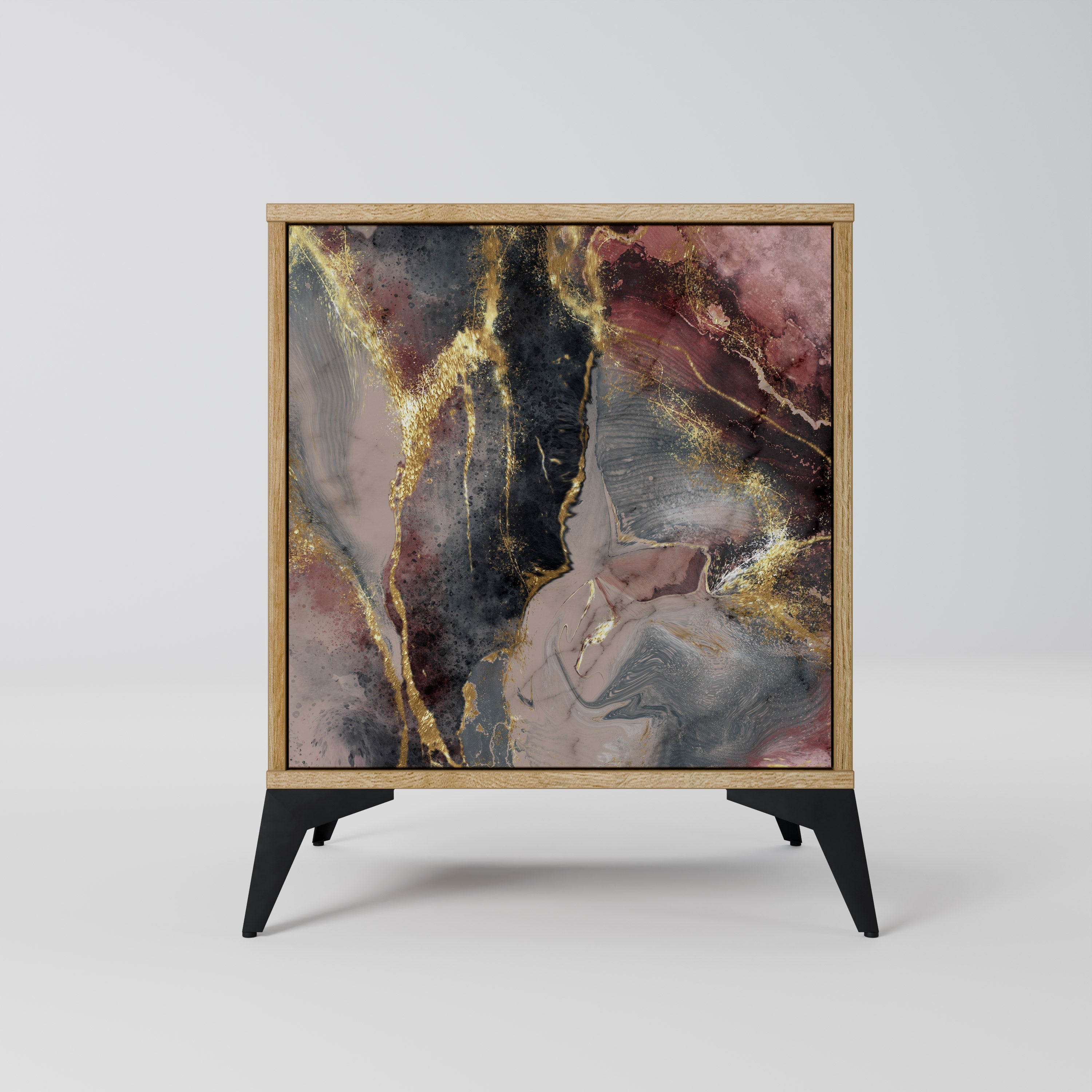 GOLDEN TIDES Aparador de 1 Porta em Efeito Carvalho