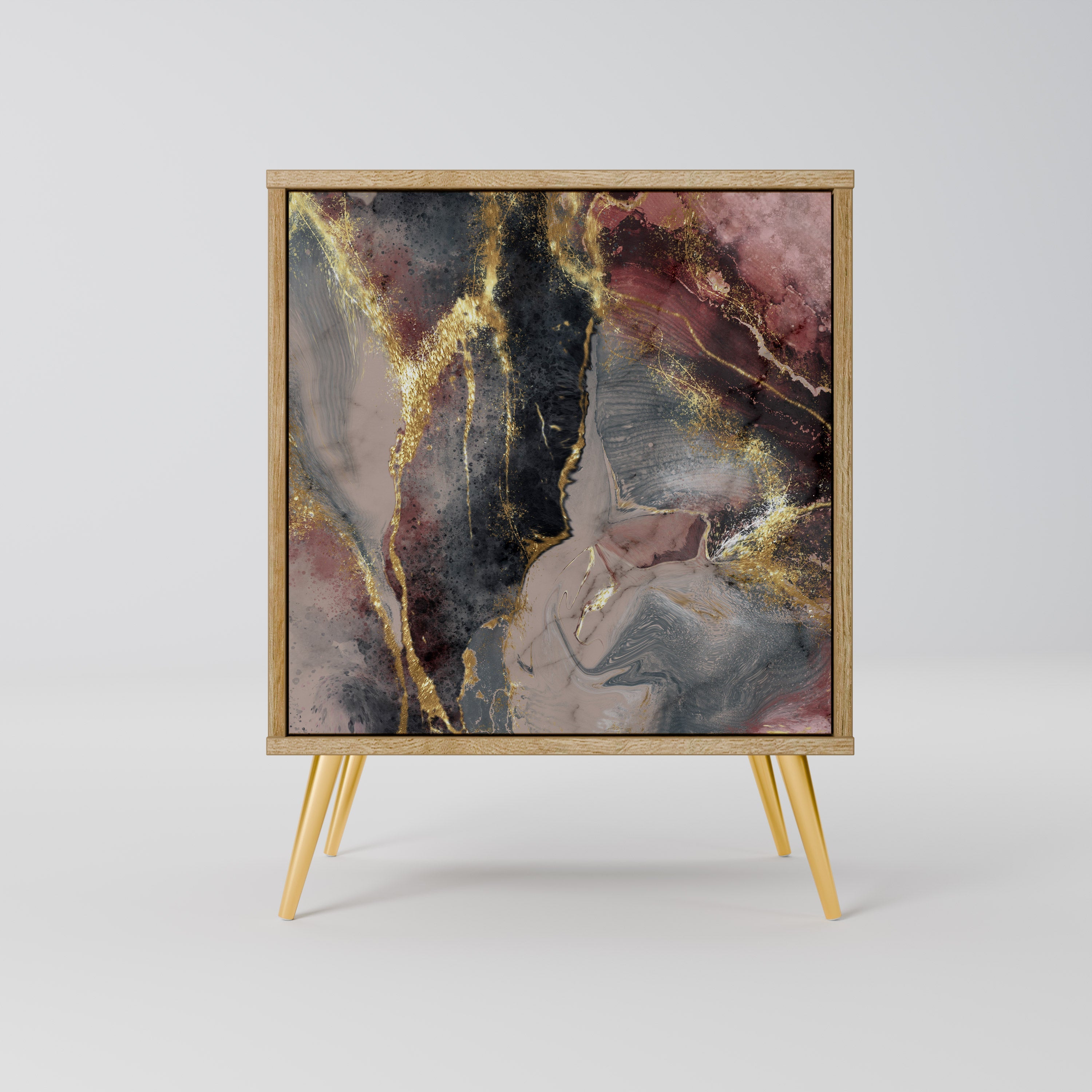 GOLDEN TIDES Aparador de 1 Porta em Efeito Carvalho