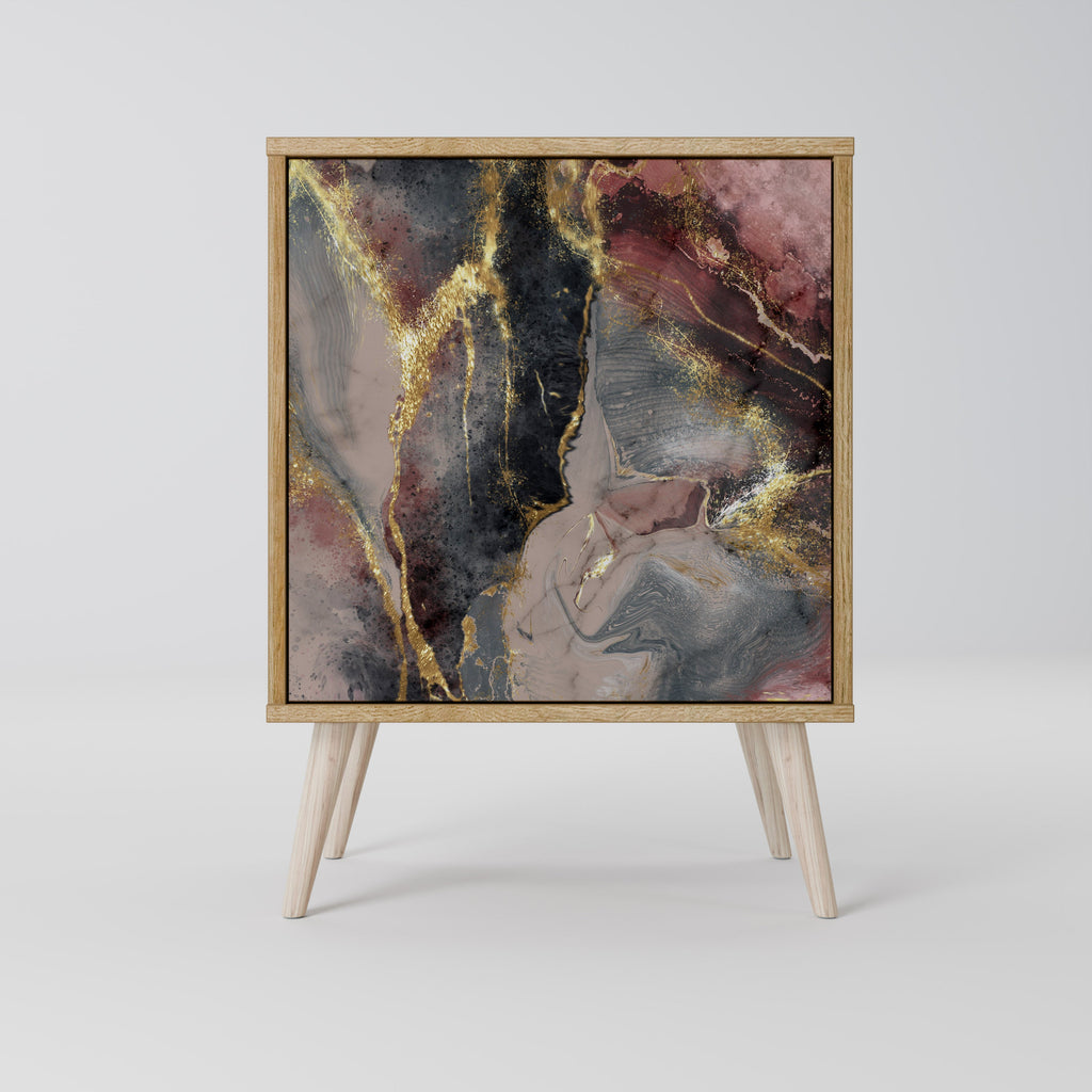 GOLDEN TIDES Aparador de 1 Porta em Efeito Carvalho