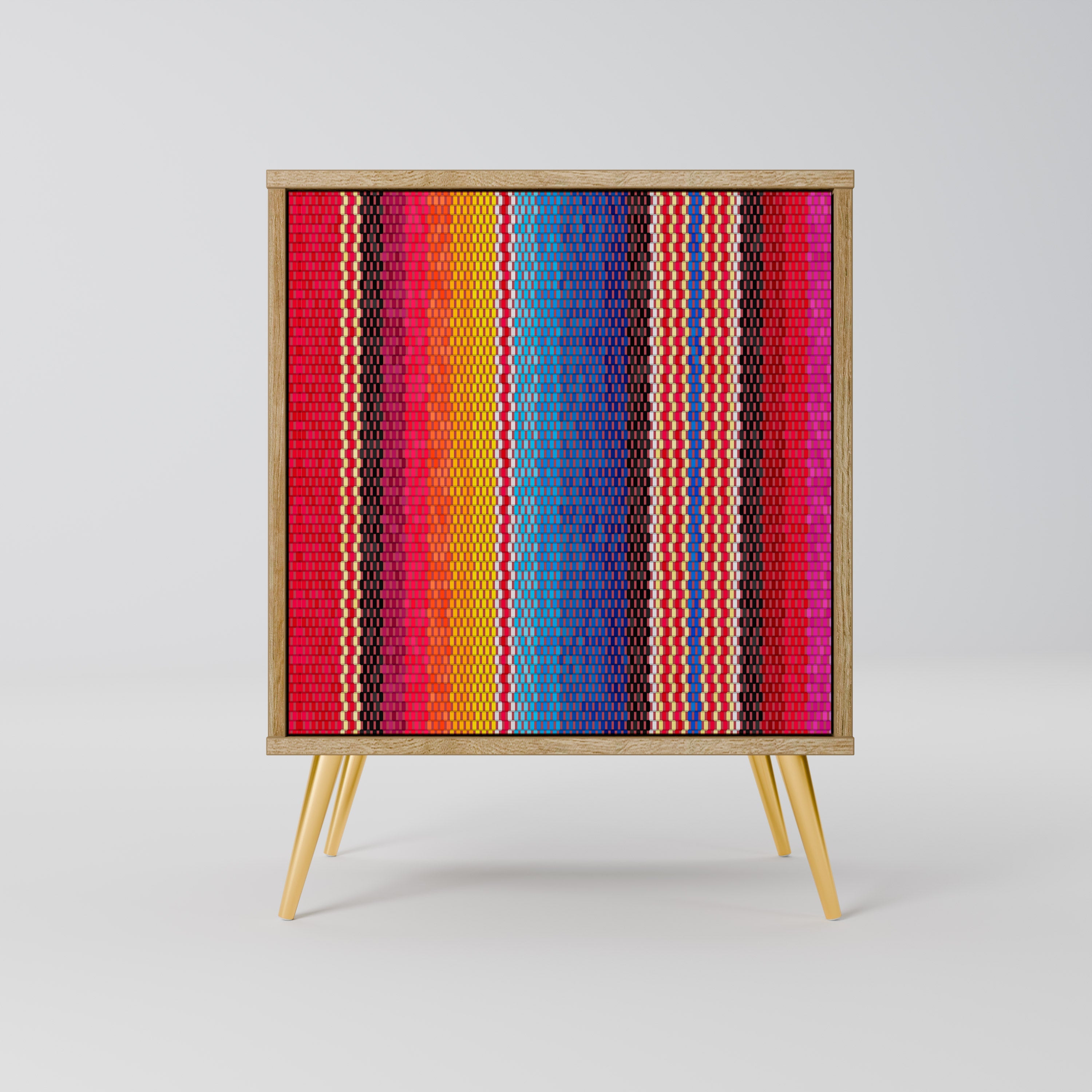 ETHNIC MEXICAN Aparador de 1 Porta em Efeito Carvalho