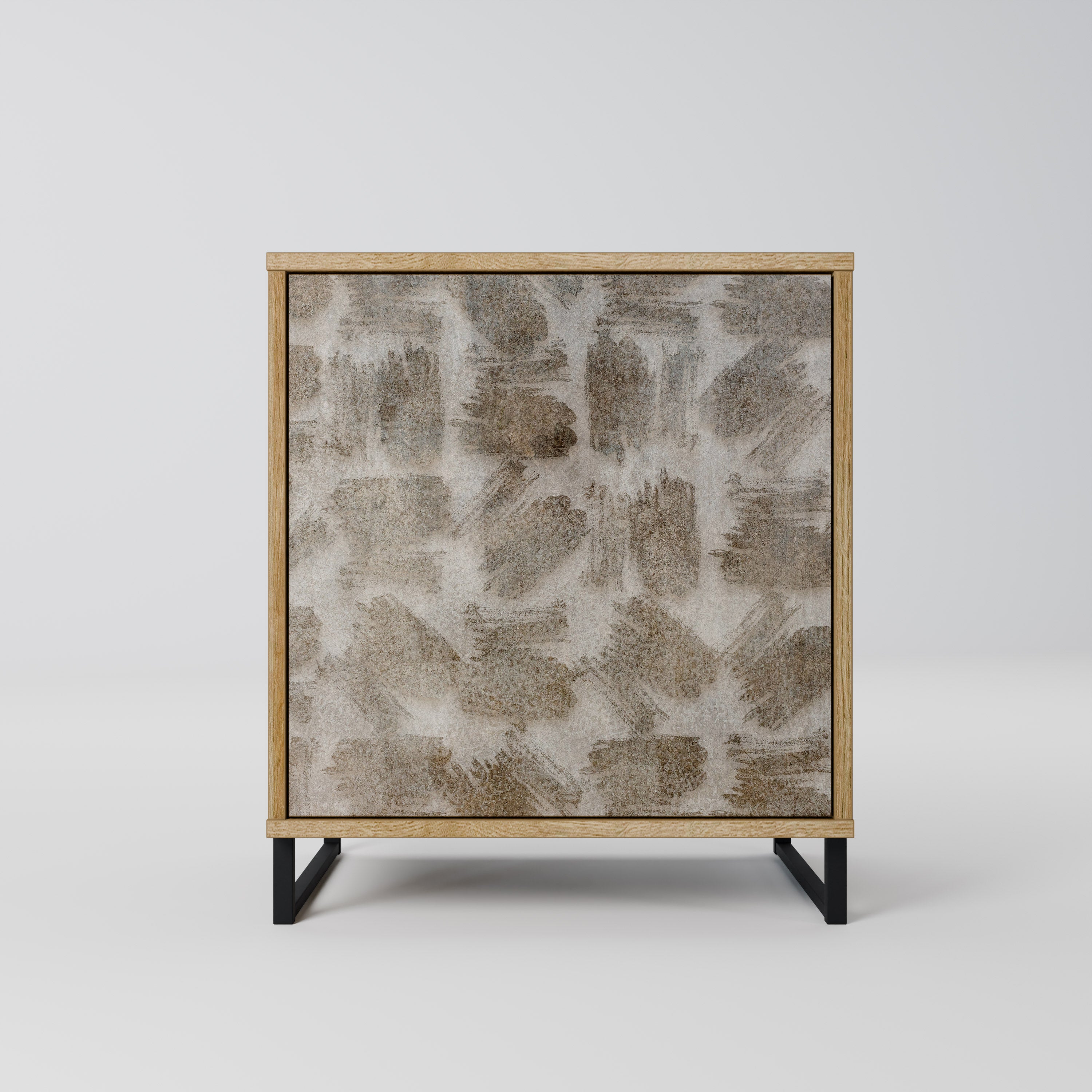 SLIGHTLY BLURRED Aparador de 1 Porta em Efeito Carvalho