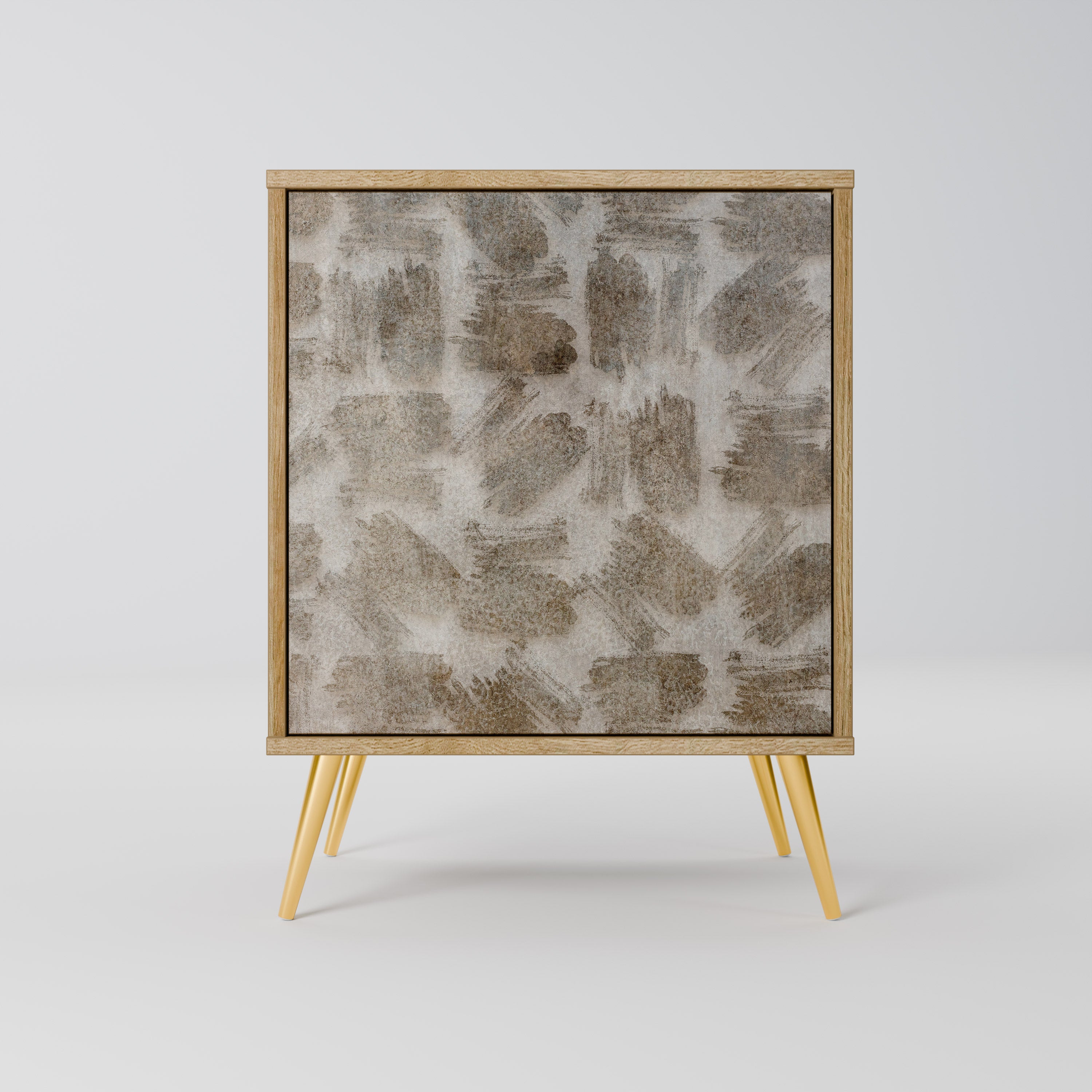 SLIGHTLY BLURRED Aparador de 1 Porta em Efeito Carvalho