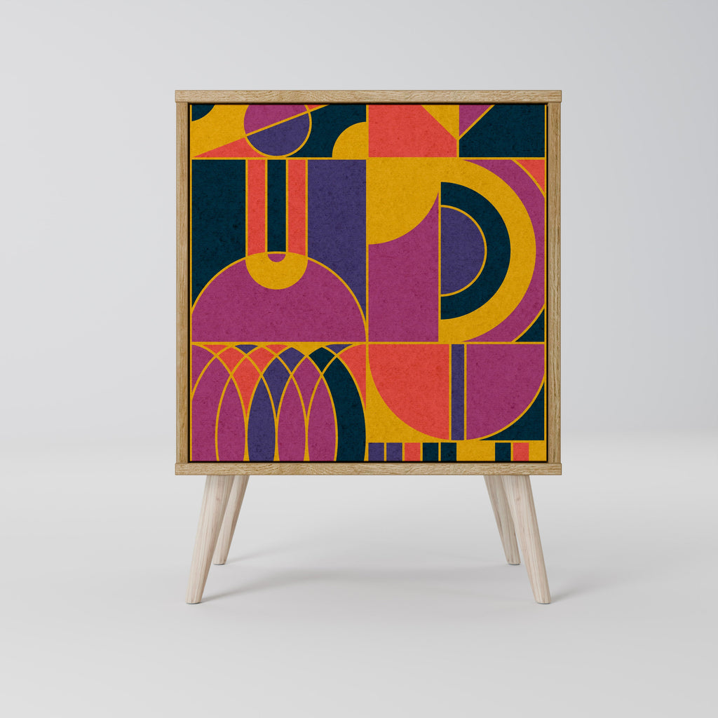 ELECTRIC PATTERNS Aparador de 1 Porta em Efeito Carvalho