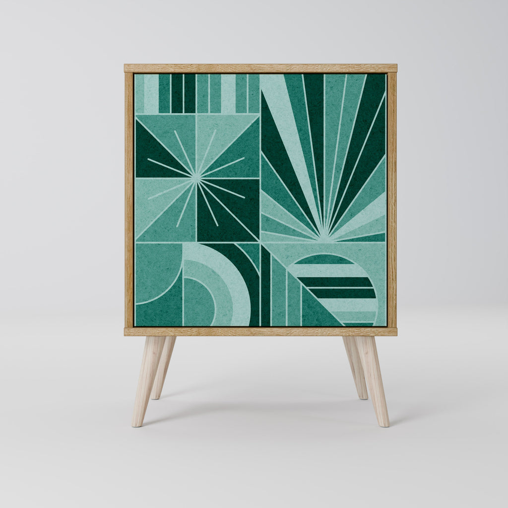 HARMONIC GRID Aparador de 1 Porta em Efeito Carvalho