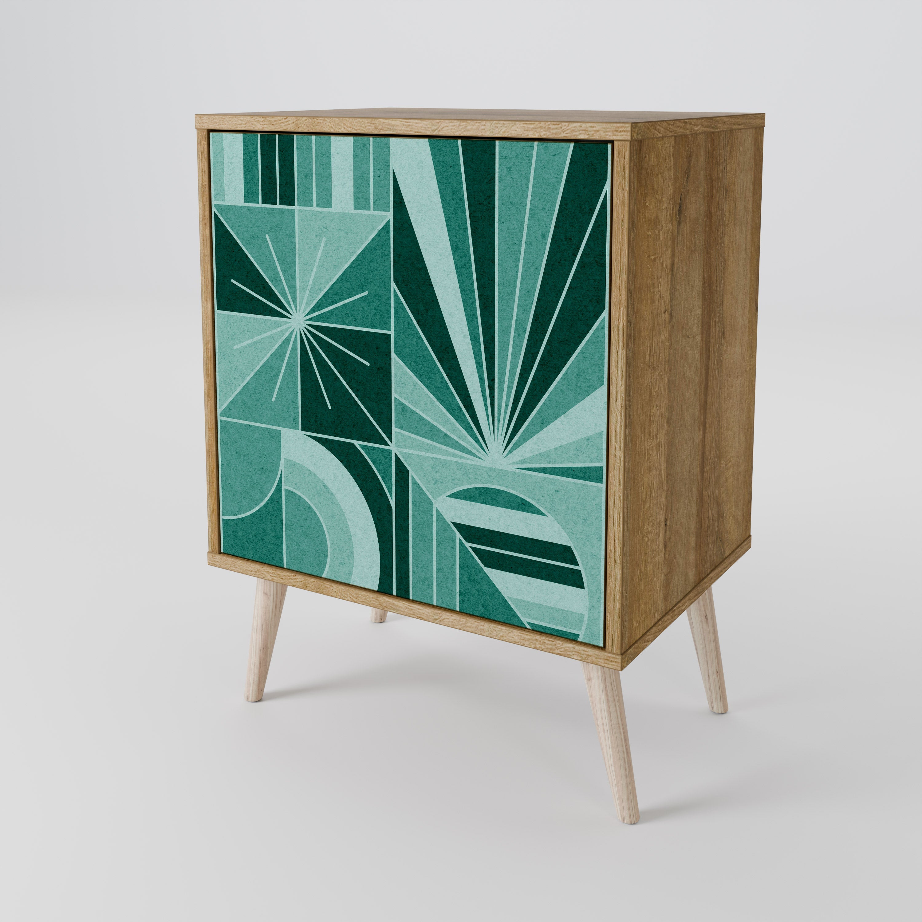 HARMONIC GRID Aparador de 1 Porta em Efeito Carvalho