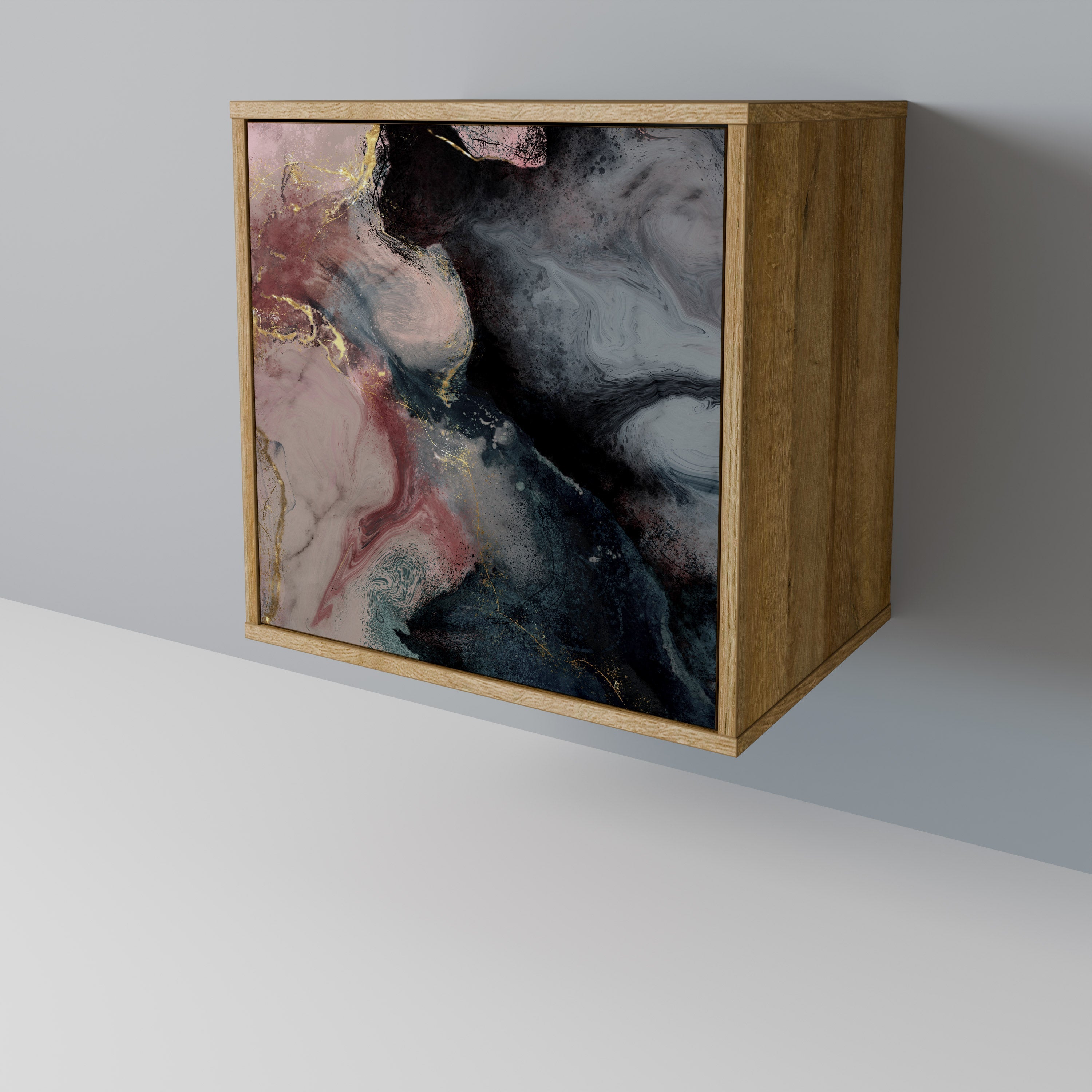 GILDED SWIRLS Aparador de 1 Porta em Efeito Carvalho