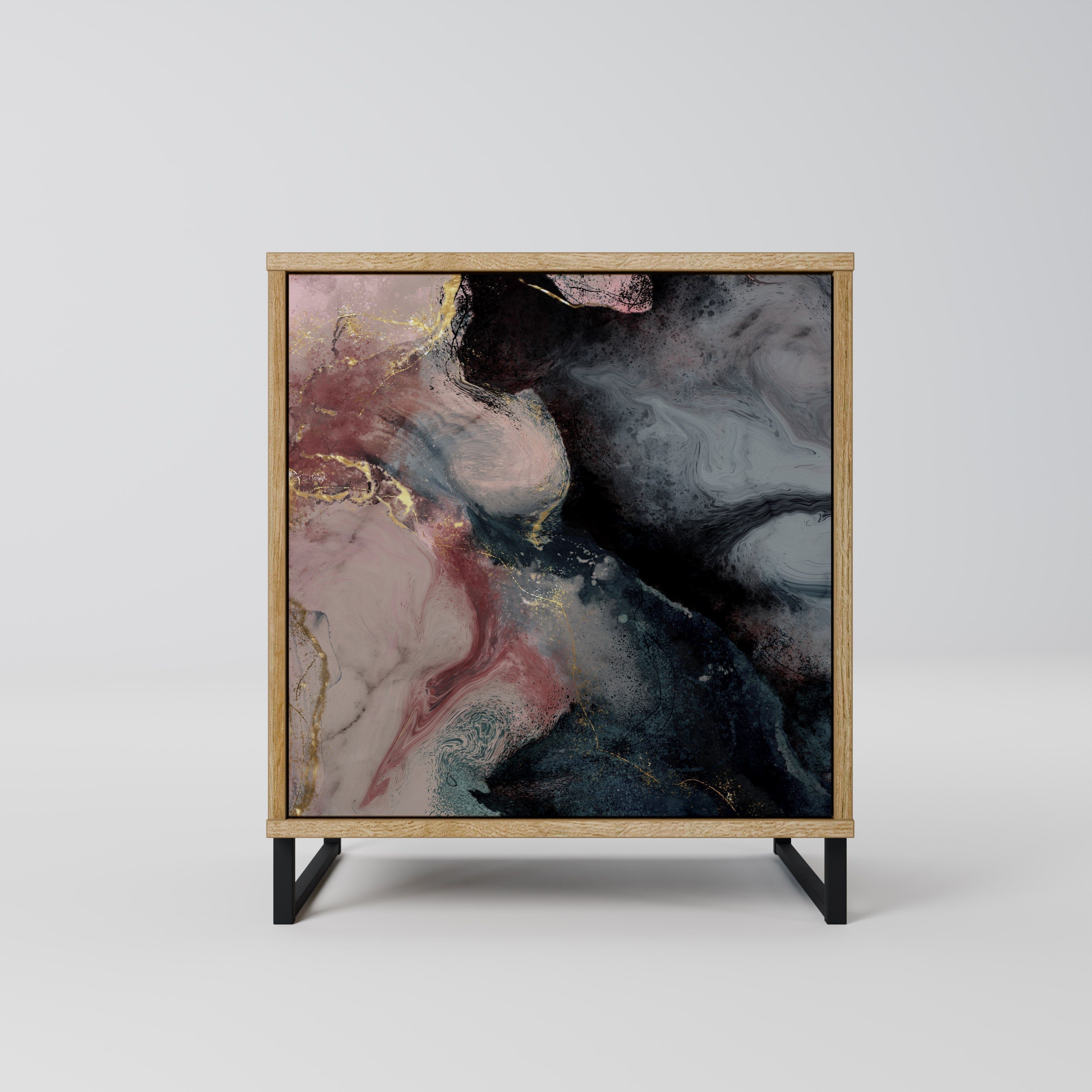 GILDED SWIRLS Aparador de 1 Porta em Efeito Carvalho