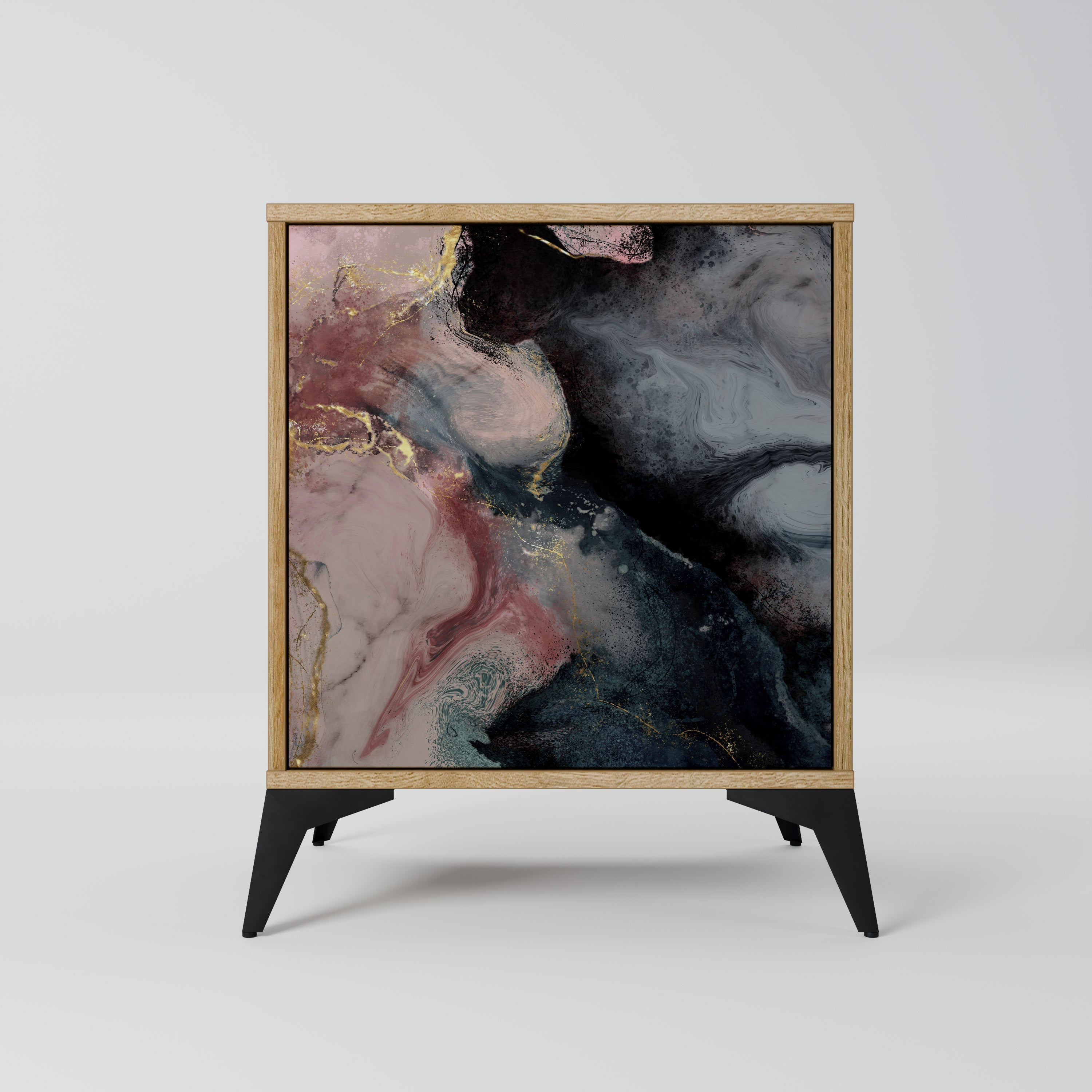 GILDED SWIRLS Aparador de 1 Porta em Efeito Carvalho