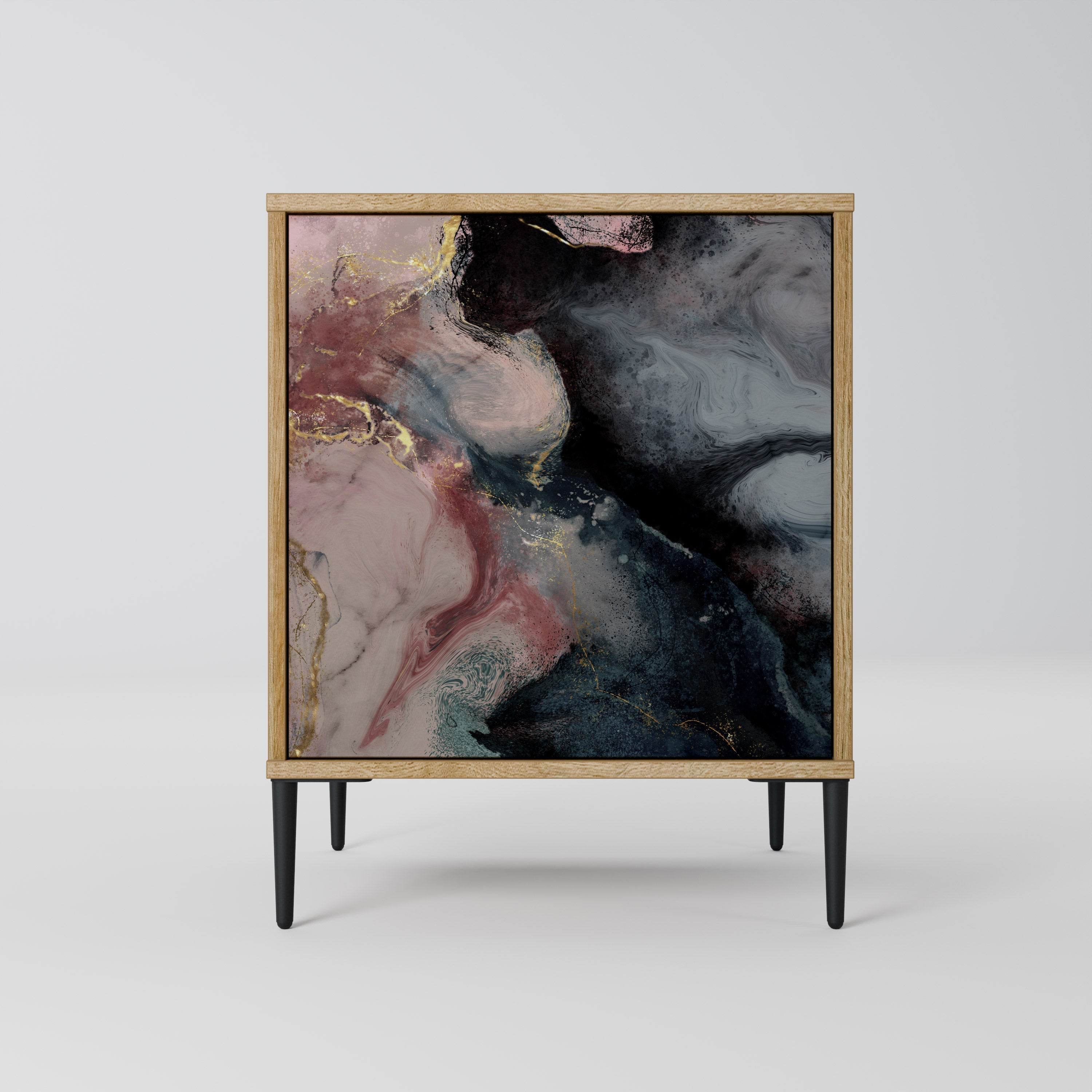 GILDED SWIRLS Aparador de 1 Porta em Efeito Carvalho