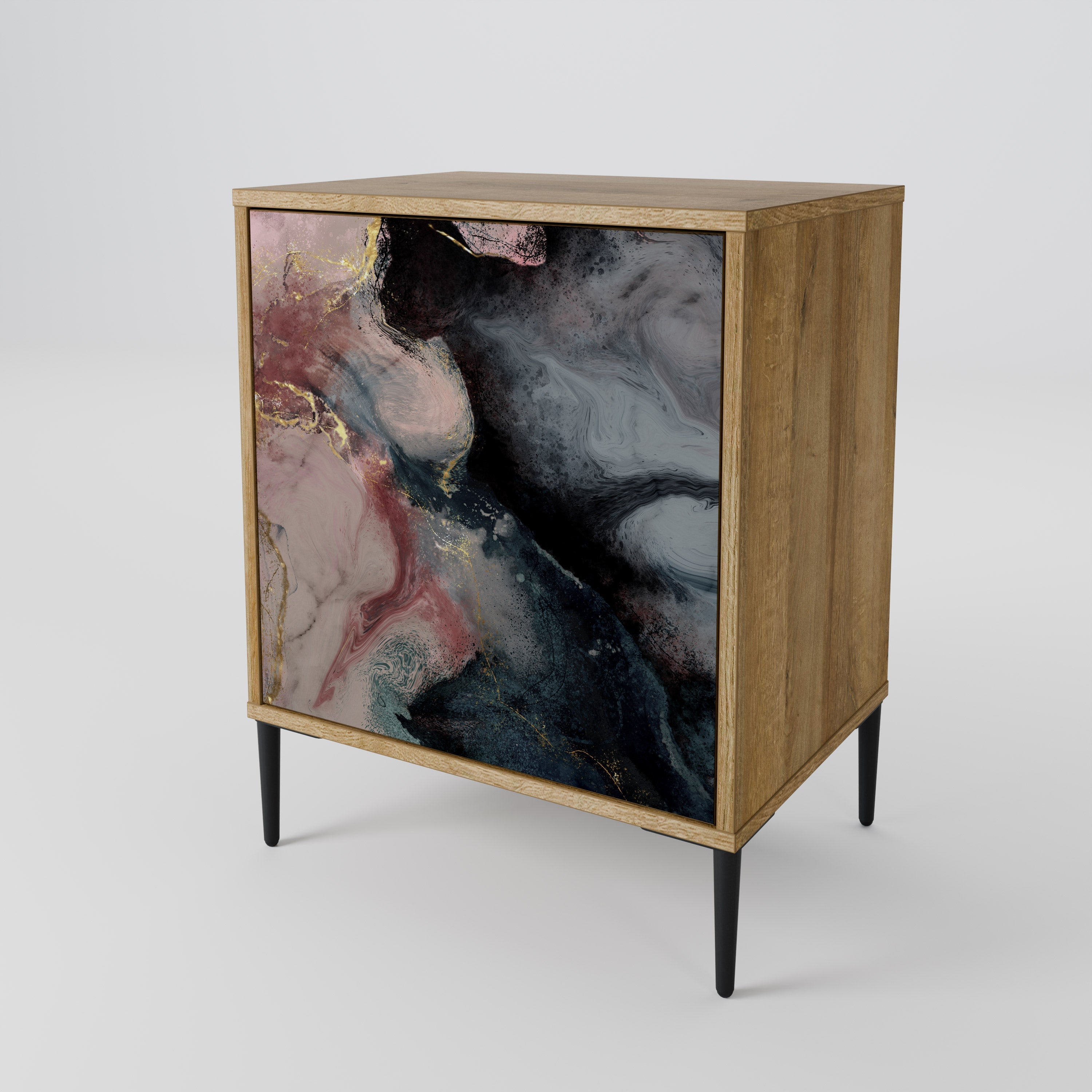 GILDED SWIRLS Aparador de 1 Porta em Efeito Carvalho