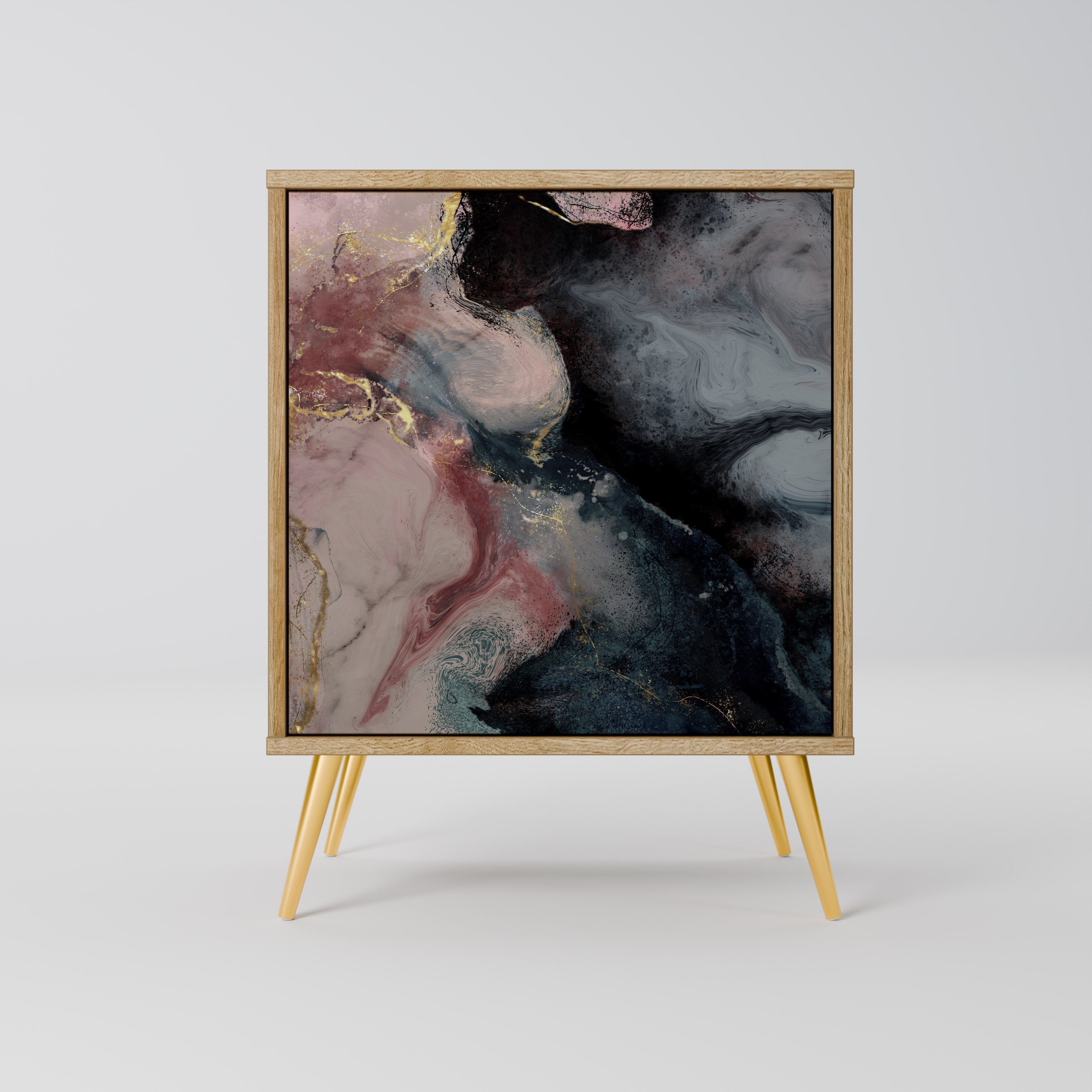 GILDED SWIRLS Aparador de 1 Porta em Efeito Carvalho