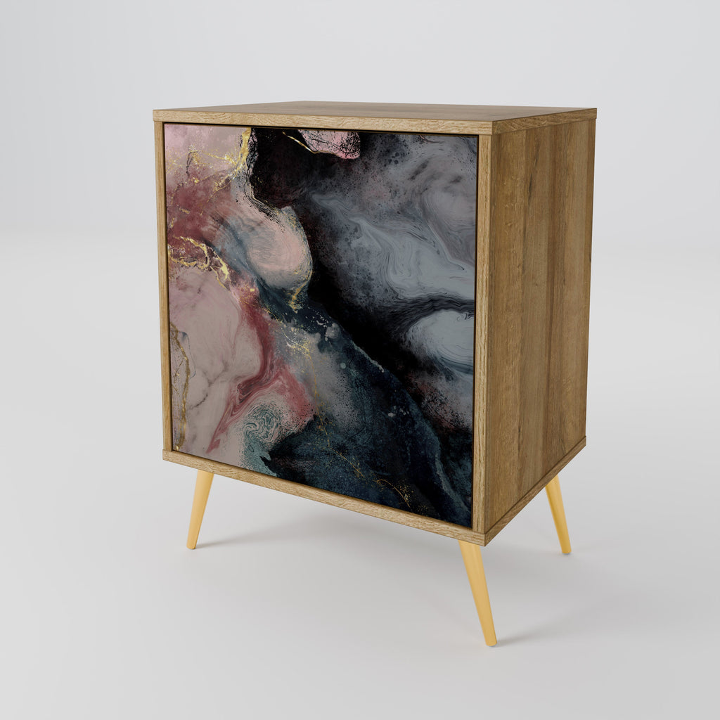 GILDED SWIRLS Aparador de 1 Porta em Efeito Carvalho