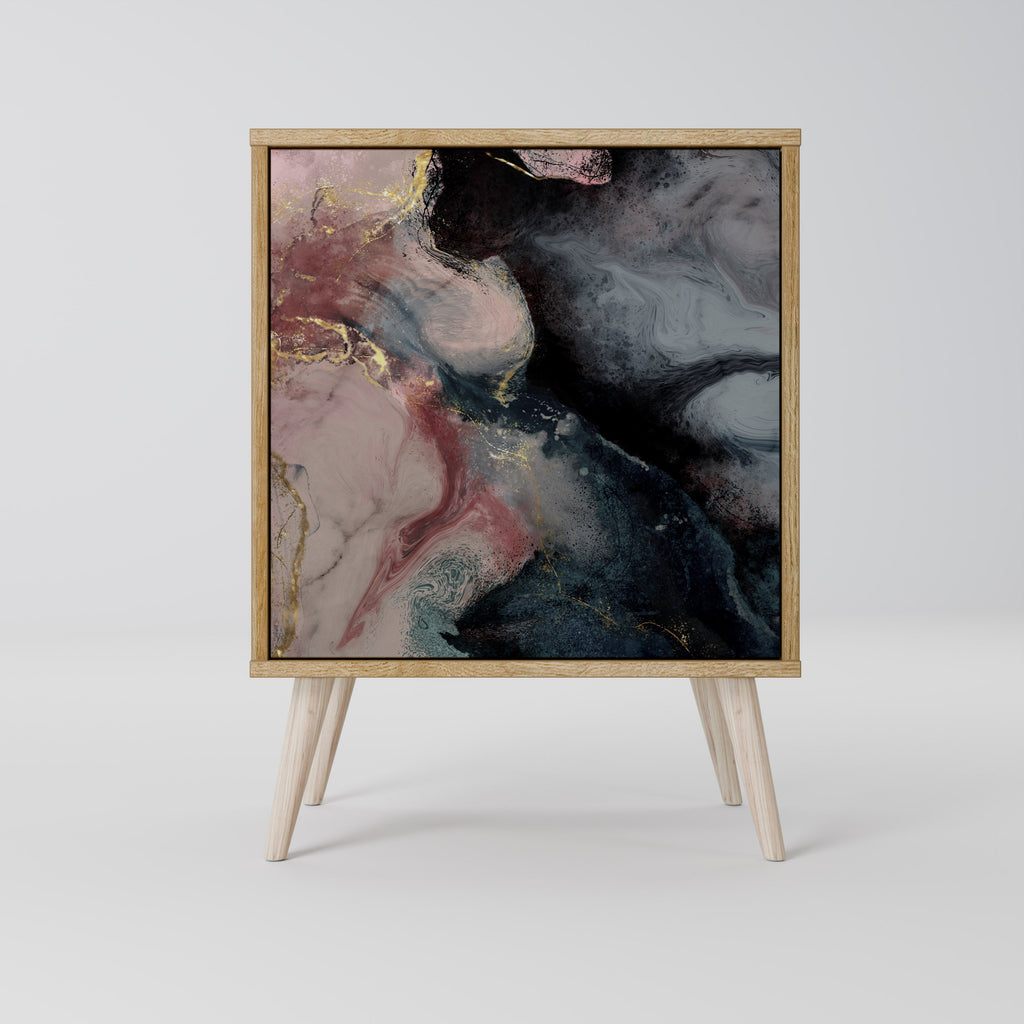 GILDED SWIRLS Aparador de 1 Porta em Efeito Carvalho