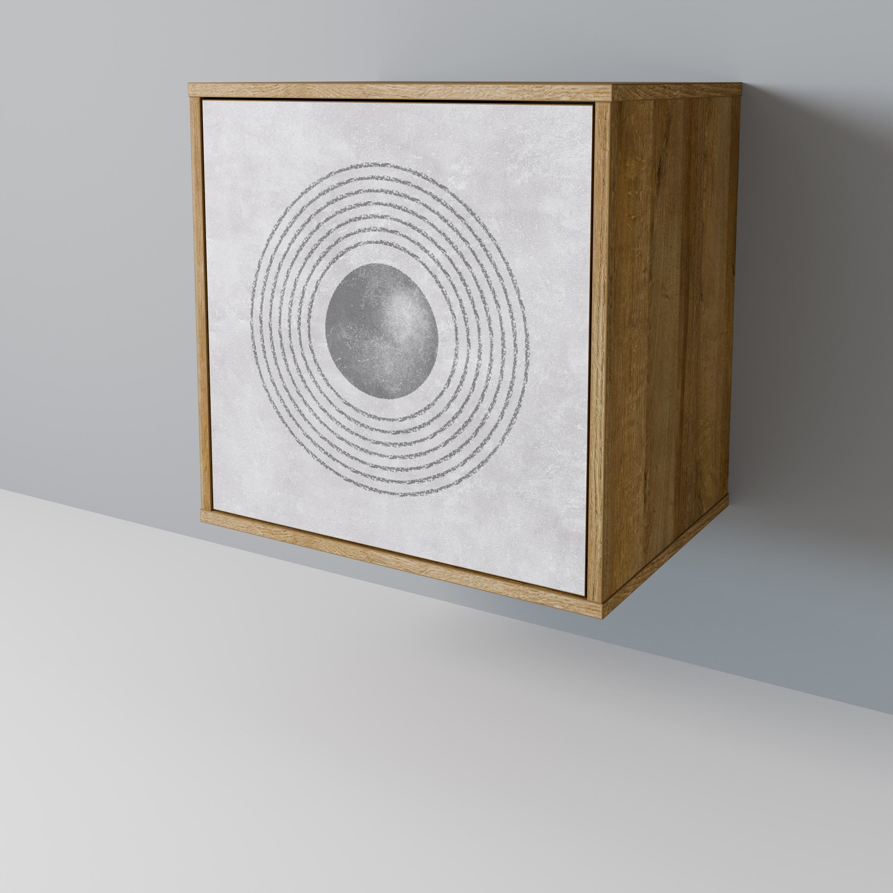 SOLID CIRCLES Aparador de 1 Porta em Efeito Carvalho