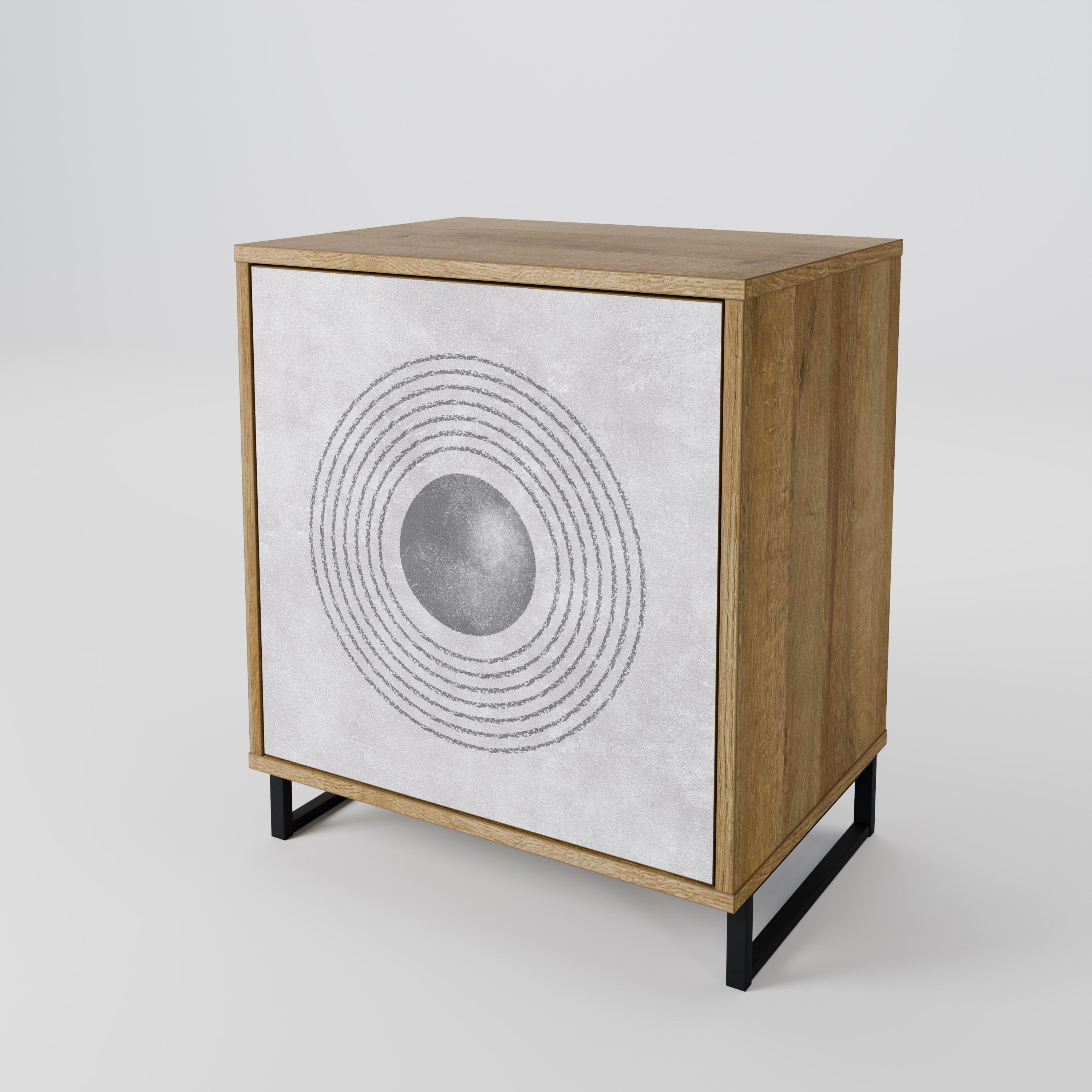 SOLID CIRCLES Aparador de 1 Porta em Efeito Carvalho