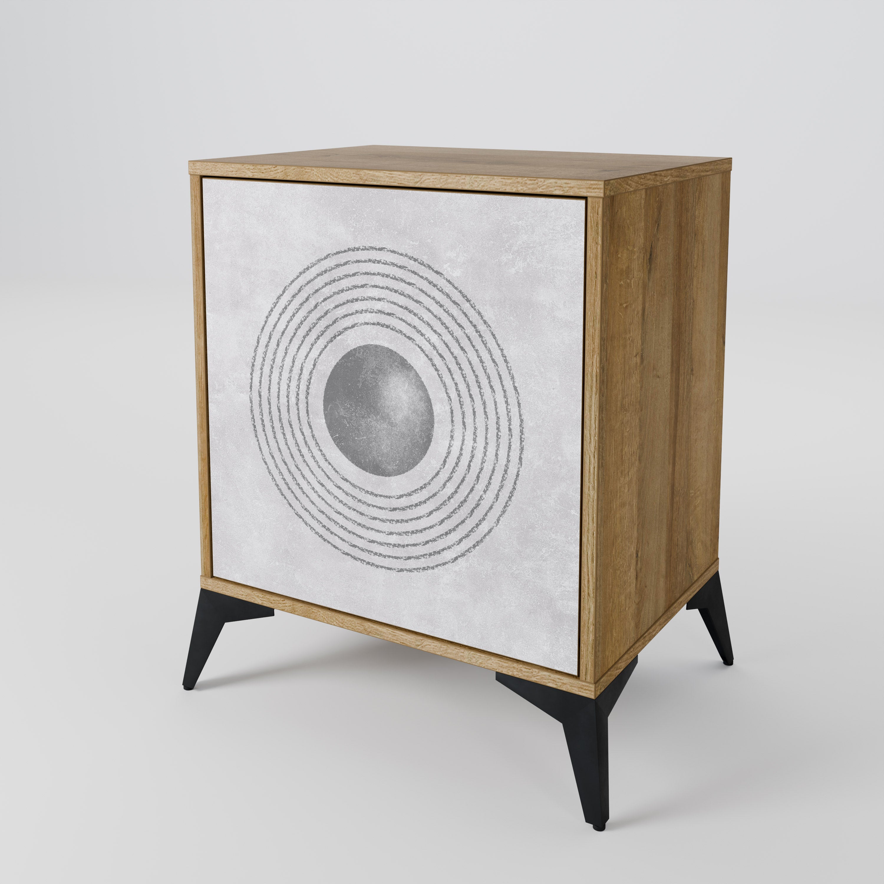 SOLID CIRCLES Aparador de 1 Porta em Efeito Carvalho