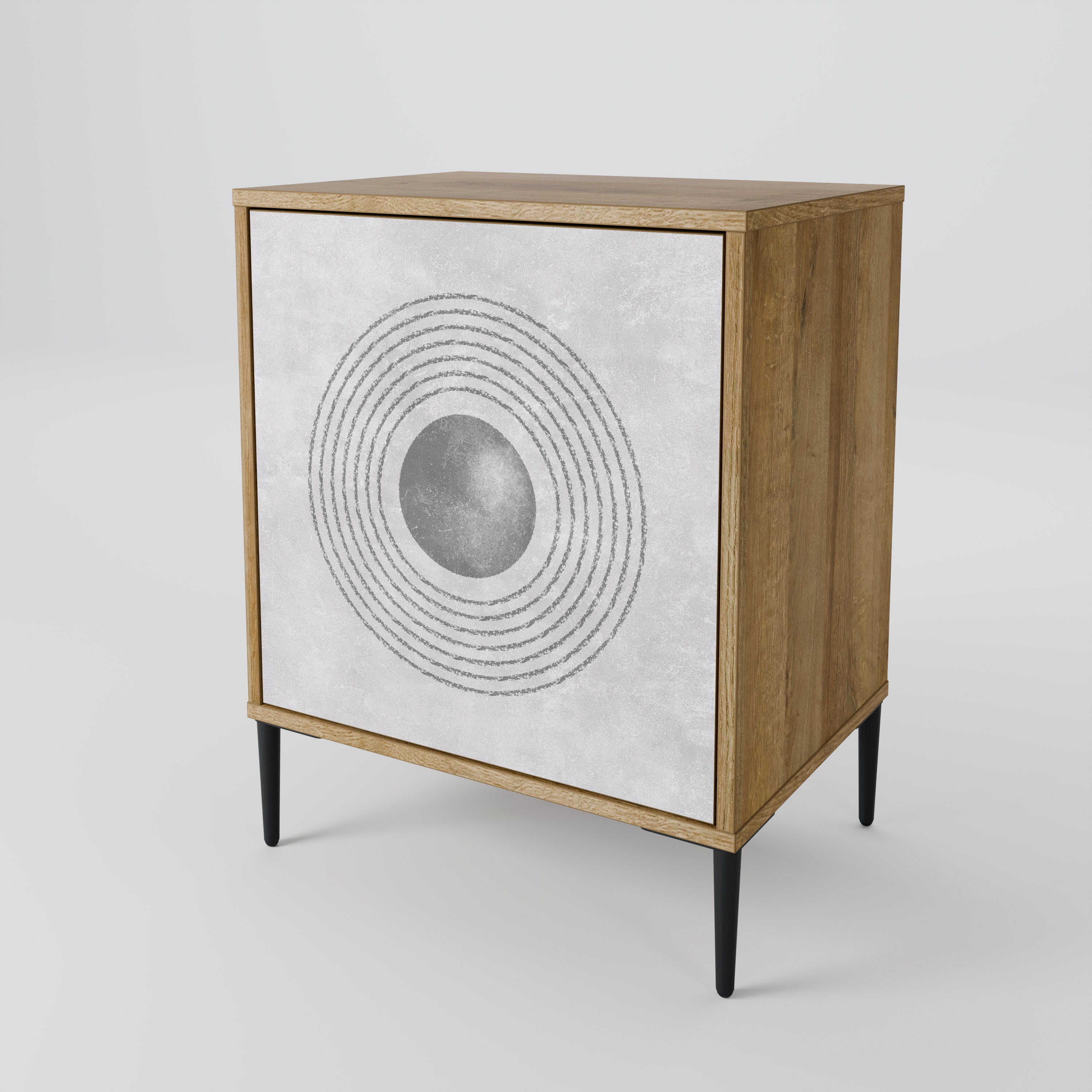 SOLID CIRCLES Aparador de 1 Porta em Efeito Carvalho