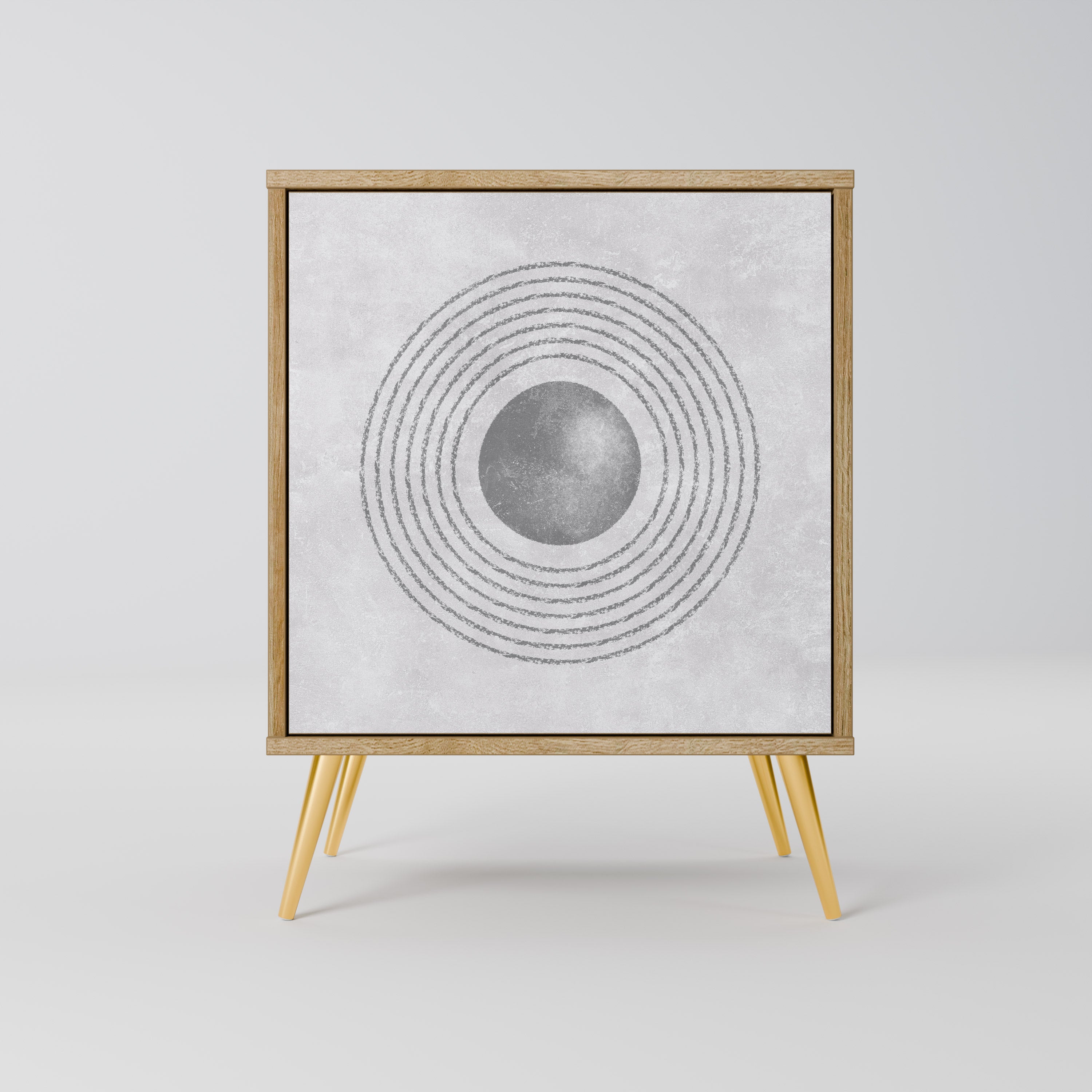 SOLID CIRCLES Aparador de 1 Porta em Efeito Carvalho