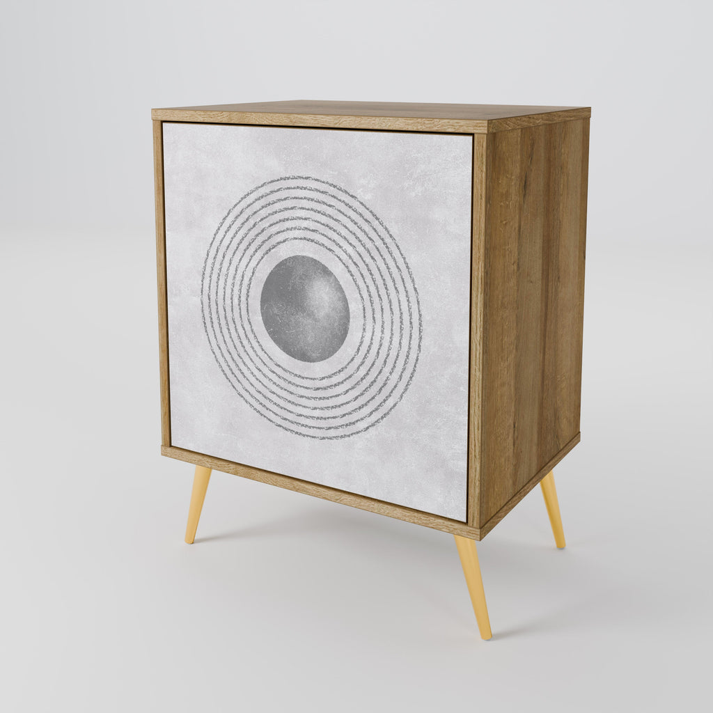 SOLID CIRCLES Aparador de 1 Porta em Efeito Carvalho