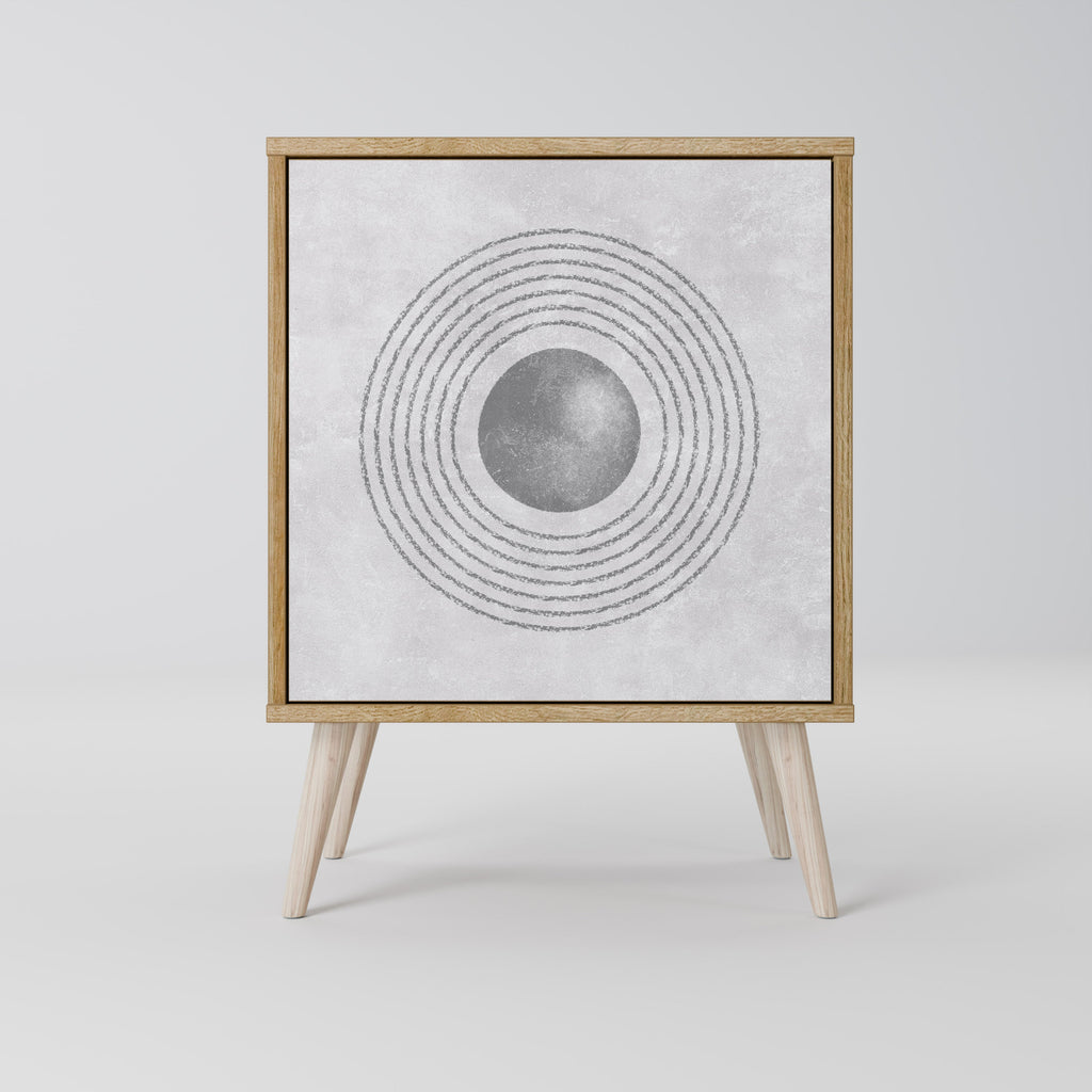 SOLID CIRCLES Aparador de 1 Porta em Efeito Carvalho