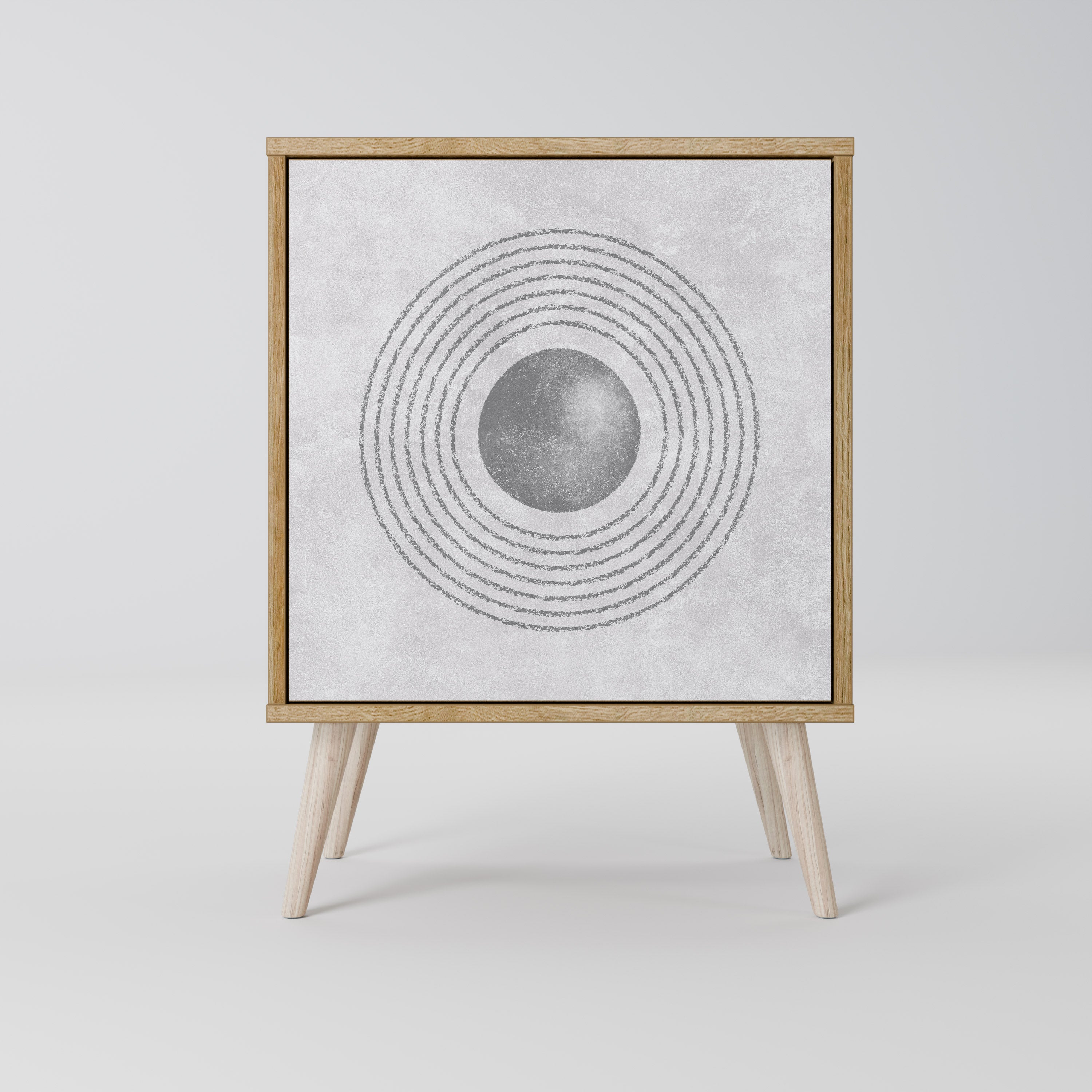 SOLID CIRCLES Aparador de 1 Porta em Efeito Carvalho