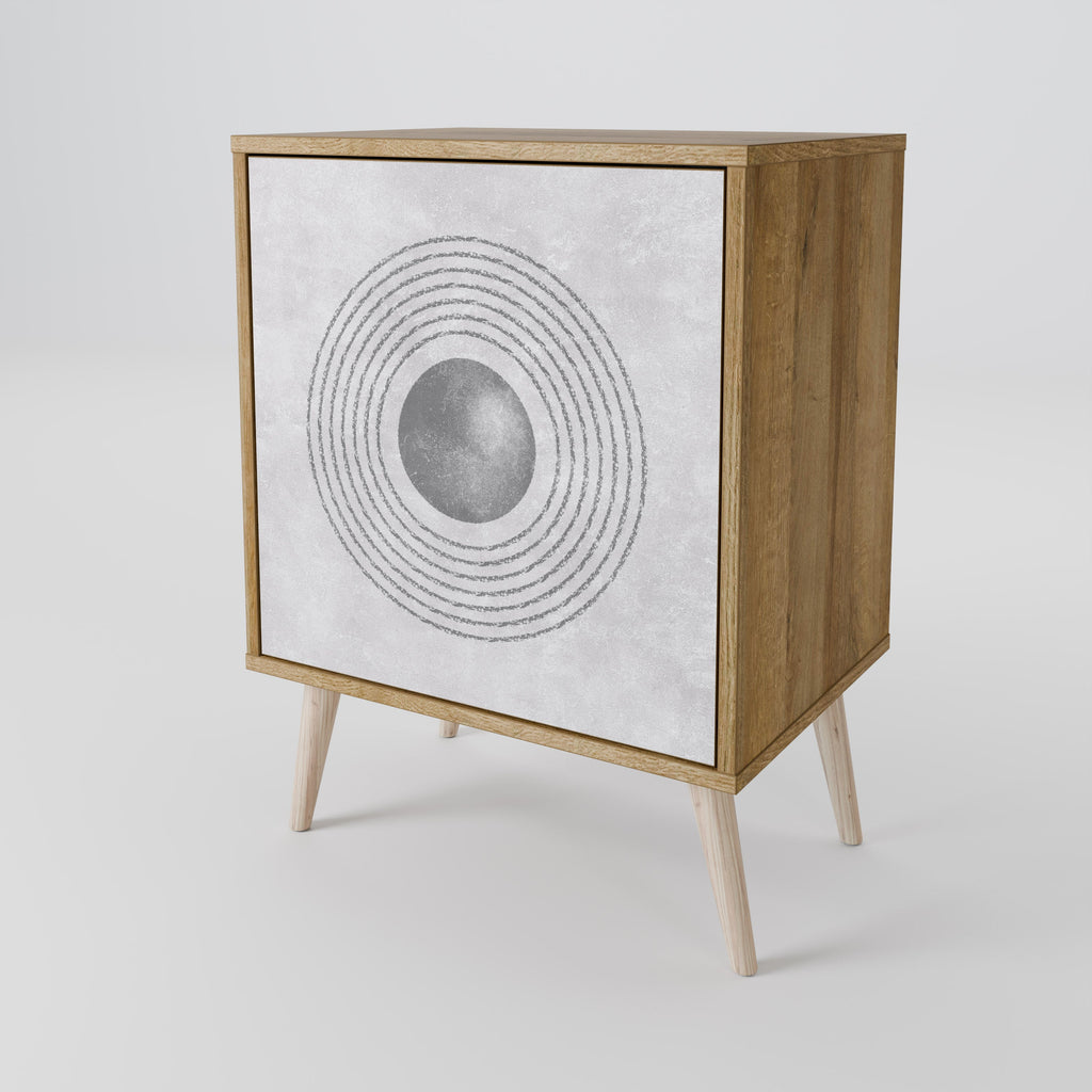 SOLID CIRCLES Aparador de 1 Porta em Efeito Carvalho