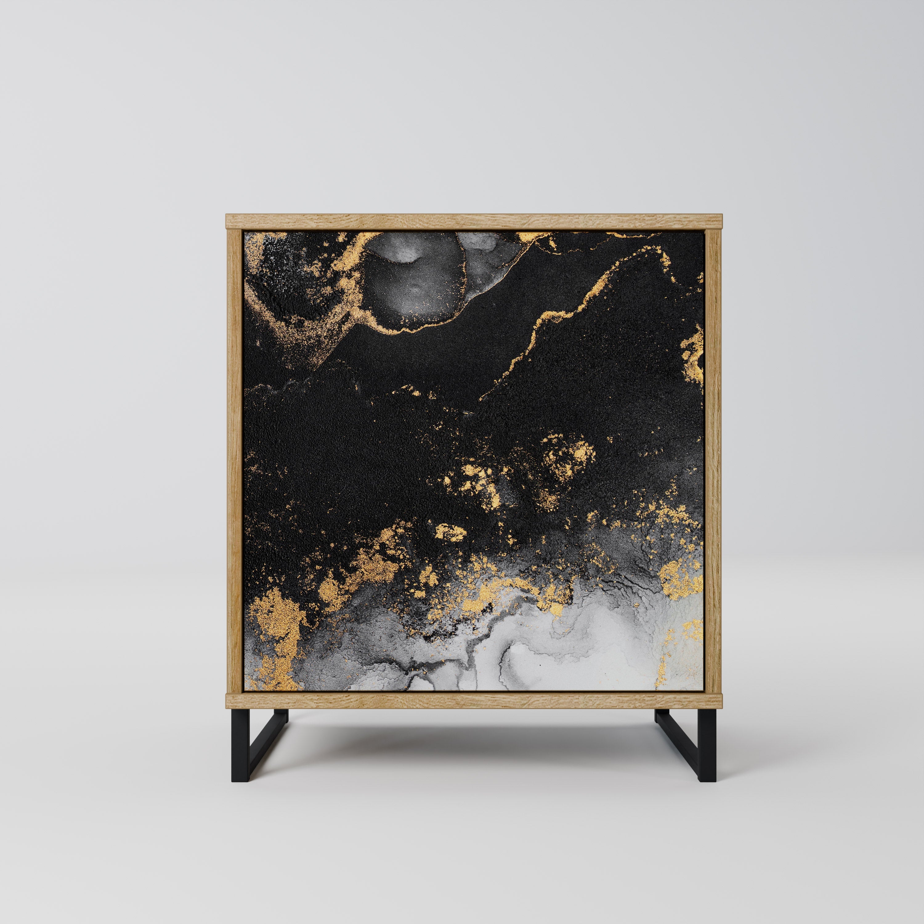 MARBLE OF TOMMORROW Aparador de 1 Porta em Efeito Carvalho