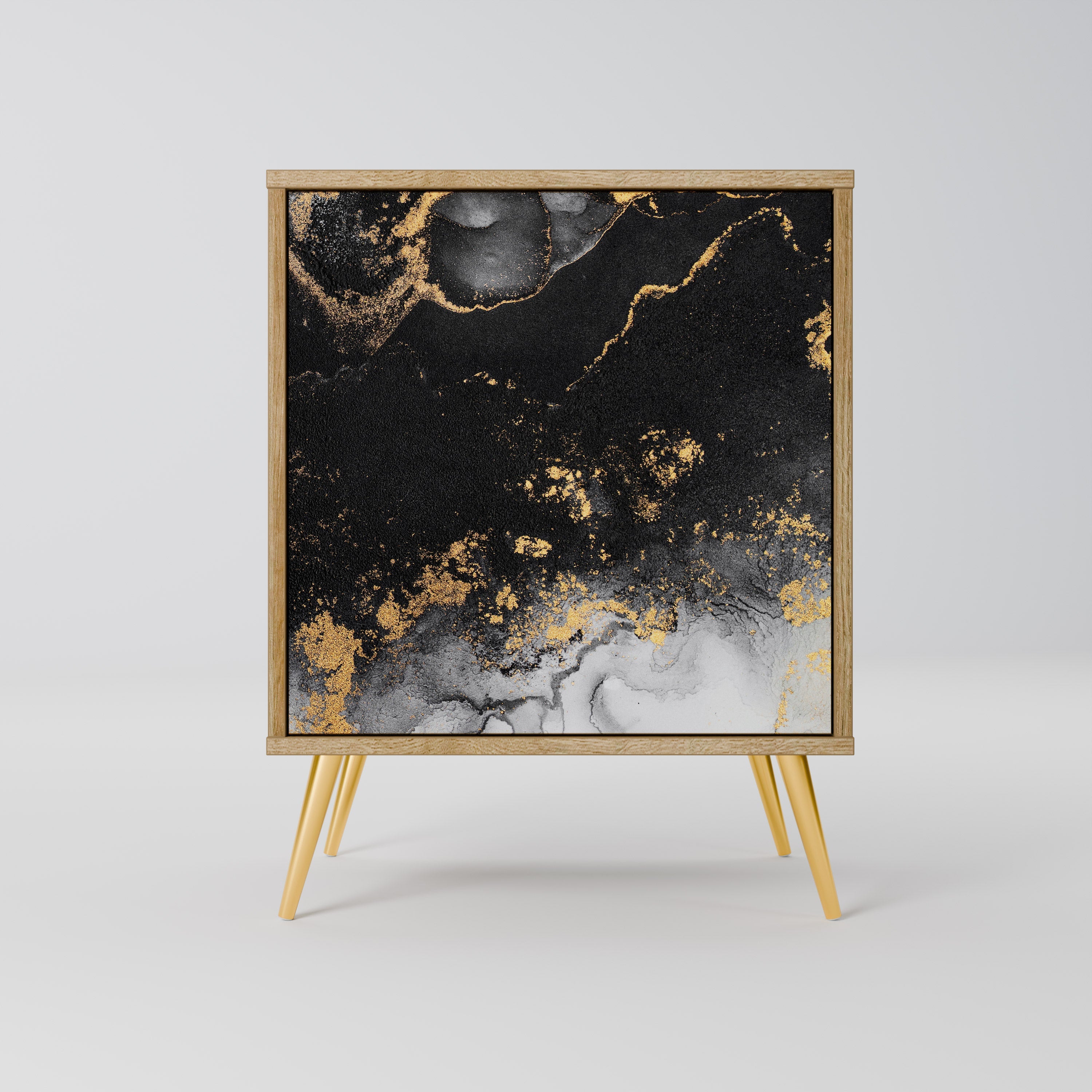 MARBLE OF TOMMORROW Aparador de 1 Porta em Efeito Carvalho