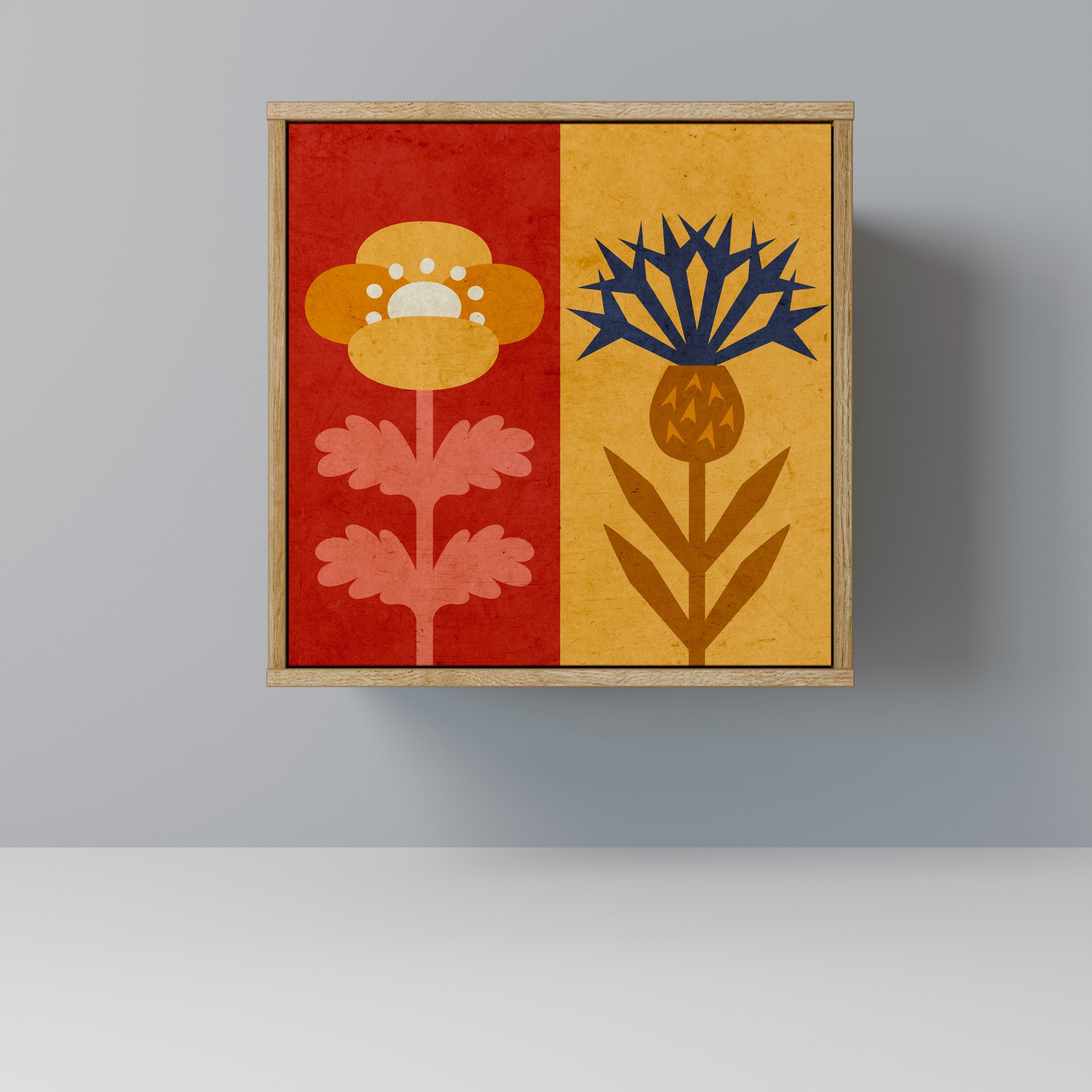 SCANDIC FLOWERET Aparador de 1 Porta em Efeito Carvalho