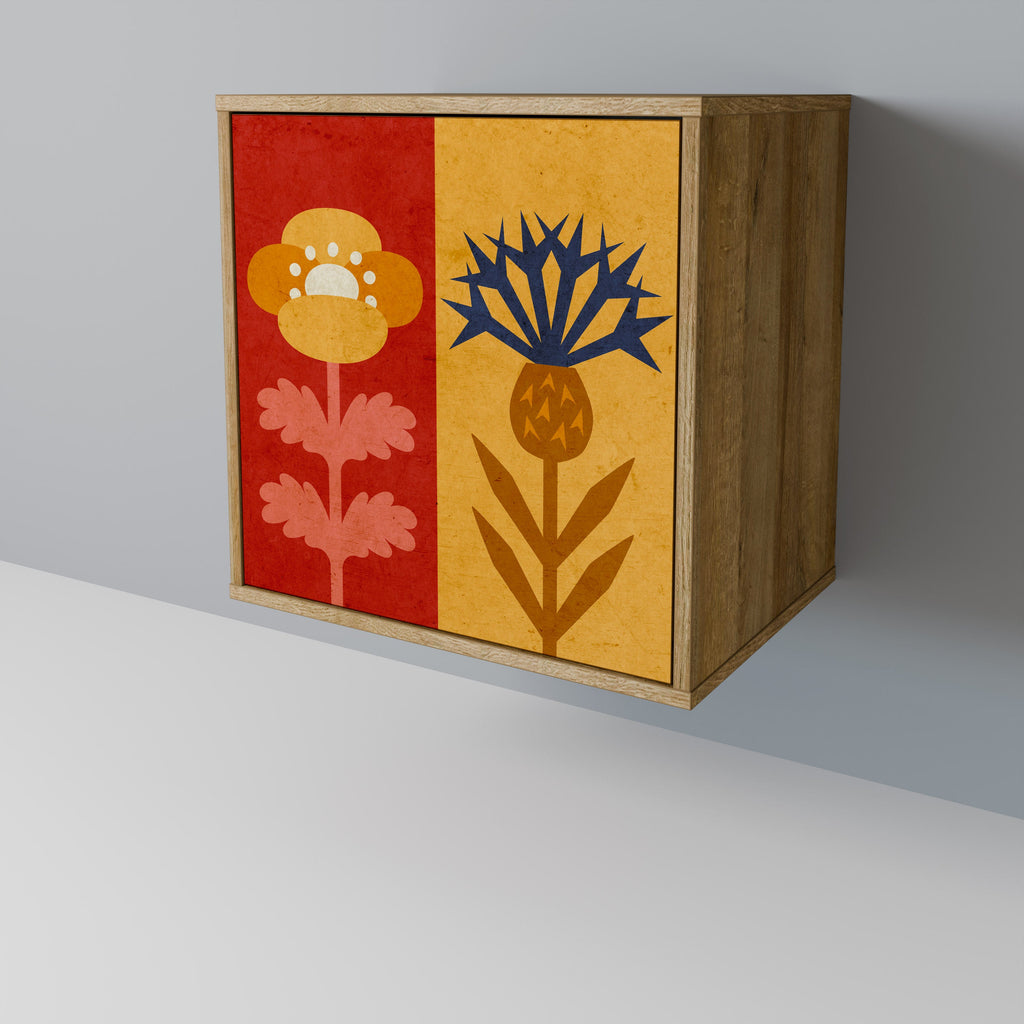 SCANDIC FLOWERET Aparador de 1 Porta em Efeito Carvalho