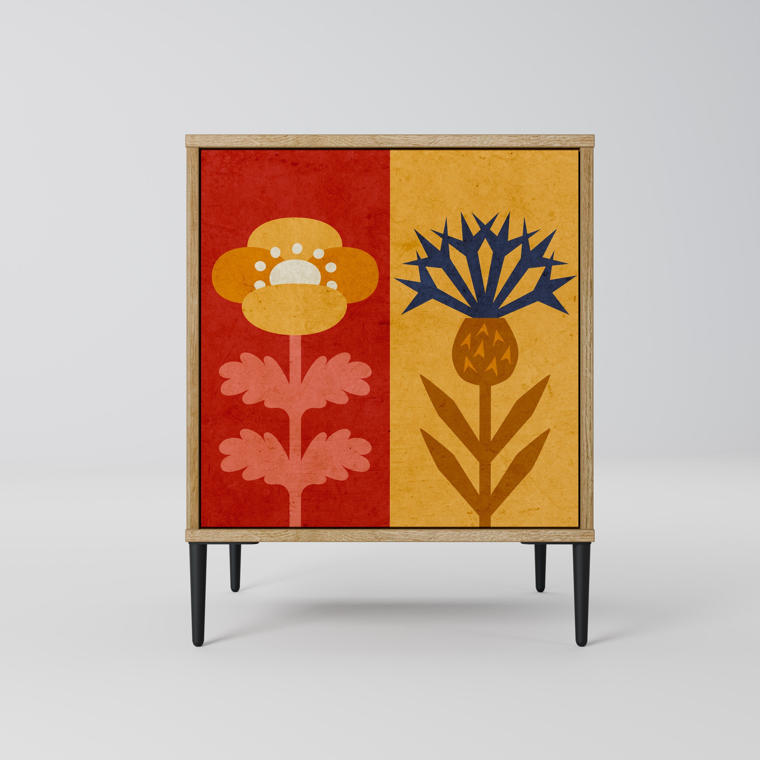 SCANDIC FLOWERET Aparador de 1 Porta em Efeito Carvalho