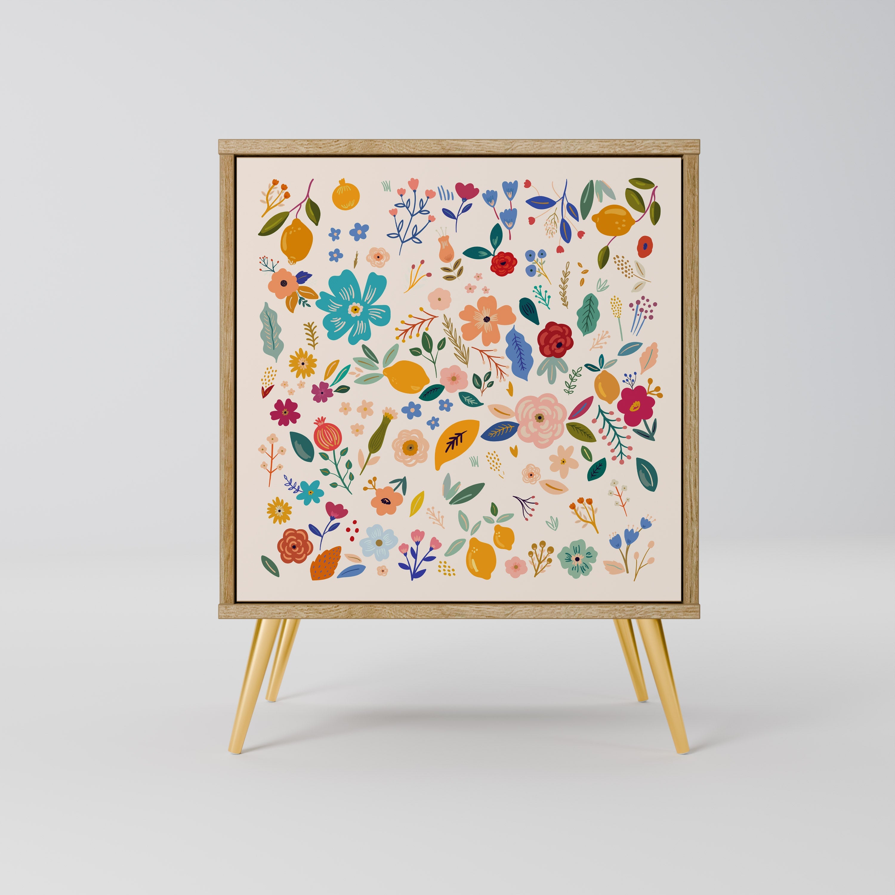 FLORAL COMBINATION Aparador de 1 Porta em Efeito Carvalho