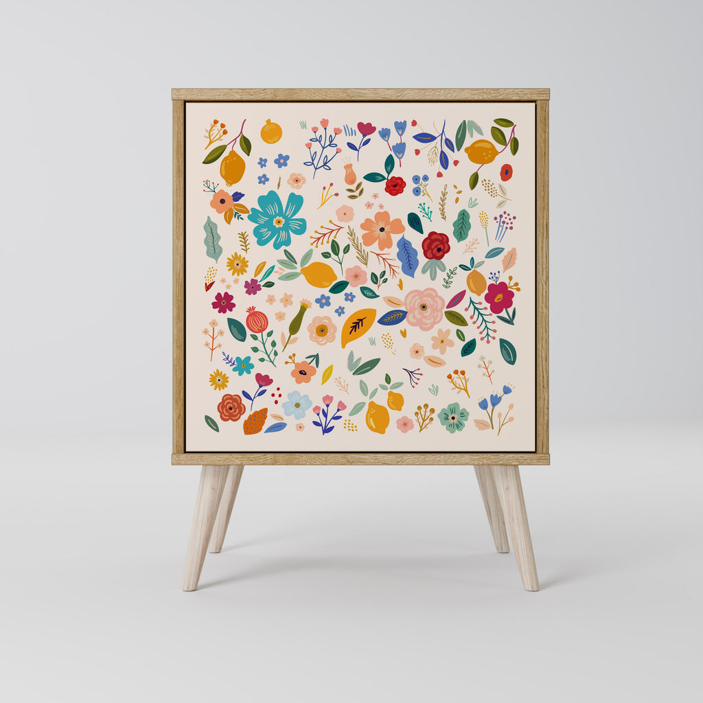 FLORAL COMBINATION Aparador de 1 Porta em Efeito Carvalho