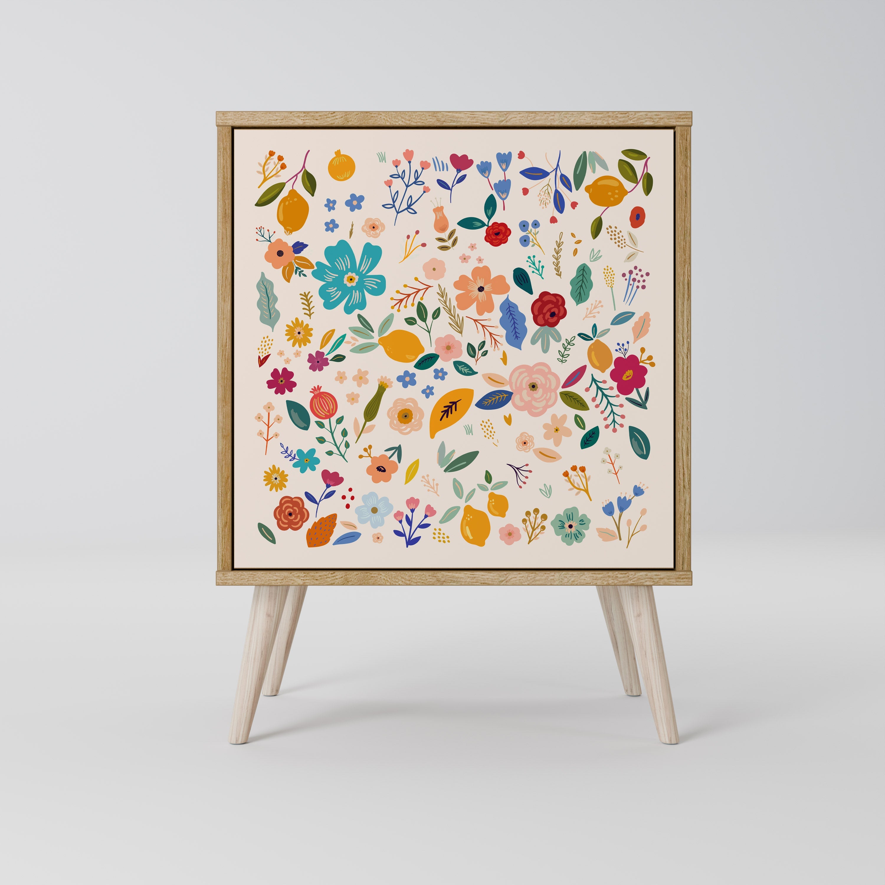 FLORAL COMBINATION Aparador de 1 Porta em Efeito Carvalho