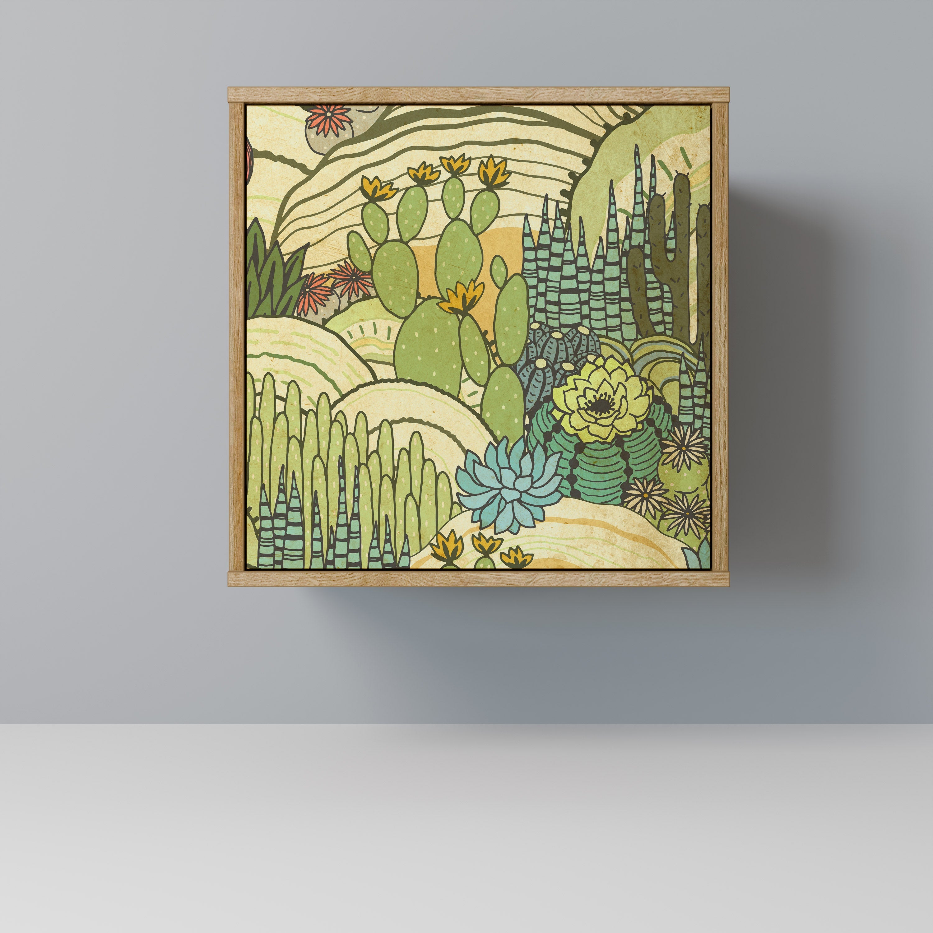 SUCCULENTS KALEIDOSCOPE Aparador de 1 Porta em Efeito Carvalho