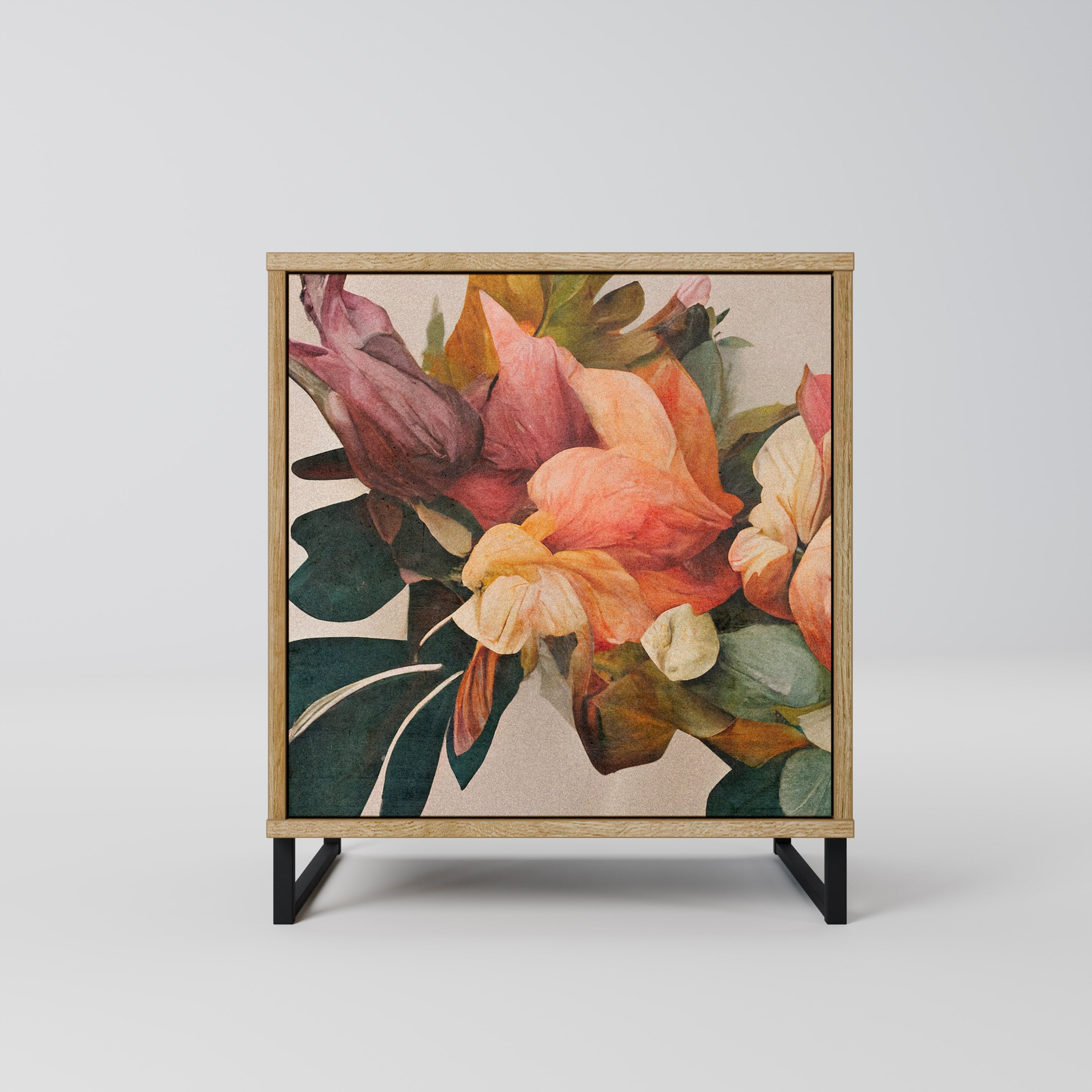 STYLISH BEAUTY Aparador de 1 Porta em Efeito Carvalho