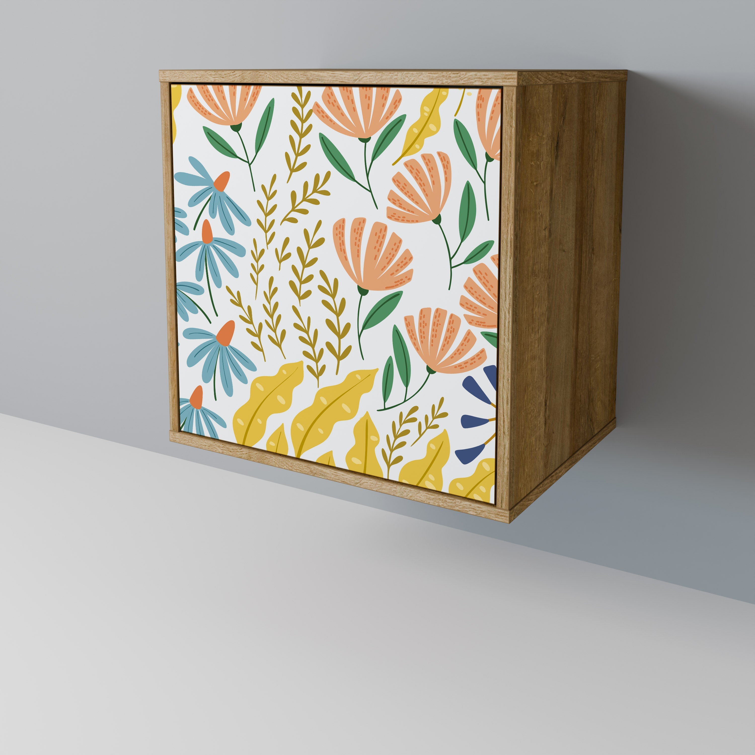 HELLO SPRING Aparador de 1 Porta em Efeito Carvalho