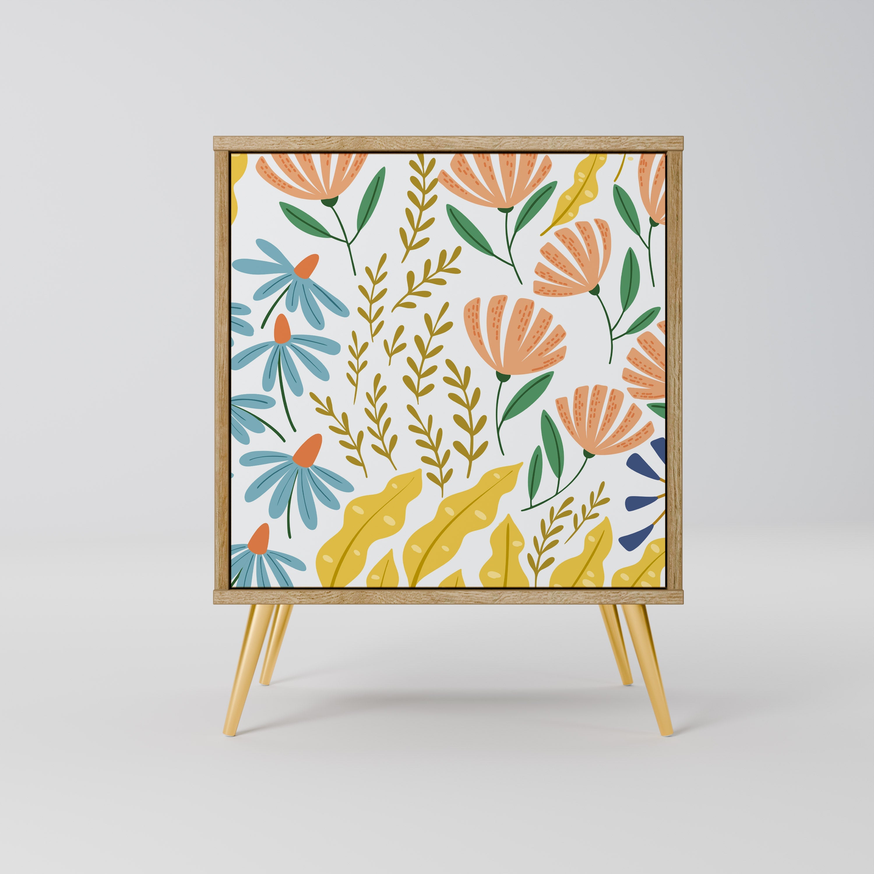 HELLO SPRING Aparador de 1 Porta em Efeito Carvalho